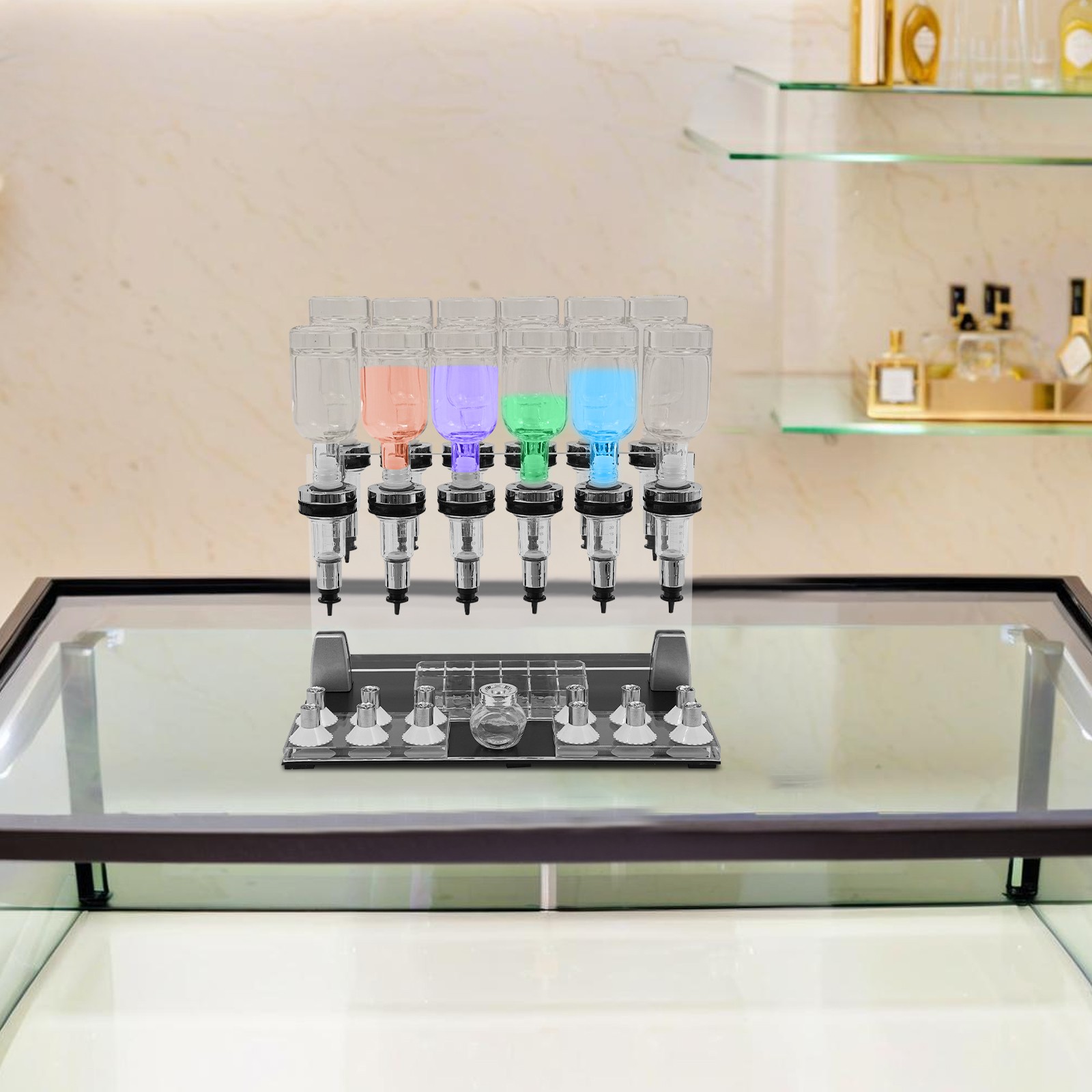 12 Bottles Manual Perfume Dispenser Desktop Perfume Dispenser Machine 200ml