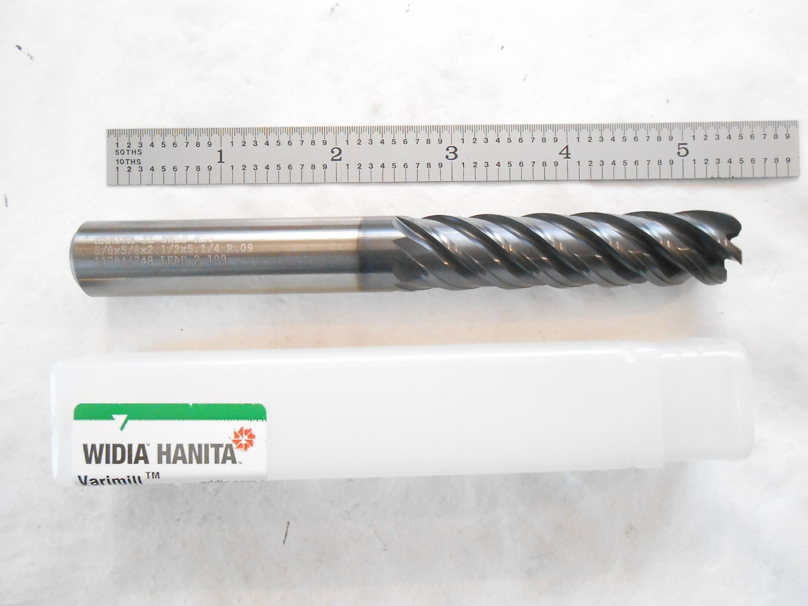 NEW WIDIA 5/8″ DIA X 2-1/2″ LOC X 5-1/4 OAL X .09″ CR 5FL NON-CC CARBIDE ENDMILL
