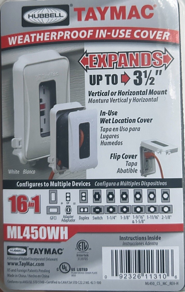 (10 Pack) TayMac ML450 White Expandable 1-Gang Weatherproof Electrical Cover