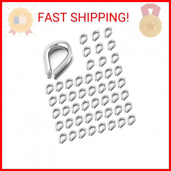 YAMASO 50pcs 1/8″ M3 Stainless Steel Thimble for Diameter Wire Rope Cable Thimbl
