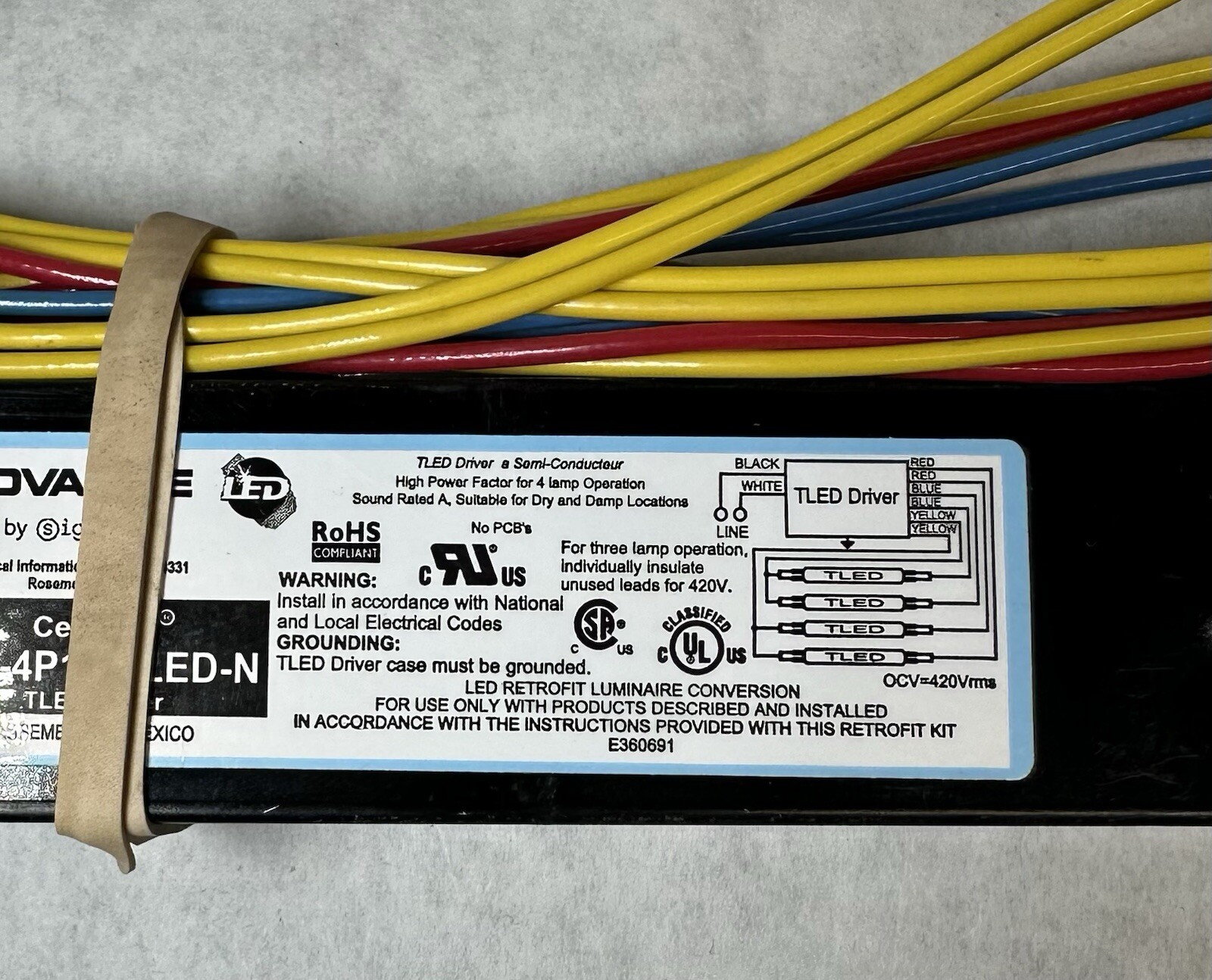 NEW (Lot of 5) Advance ICN-4P16-TLED-N LED T8 Driver, 120V to 277V, 4-Lamp