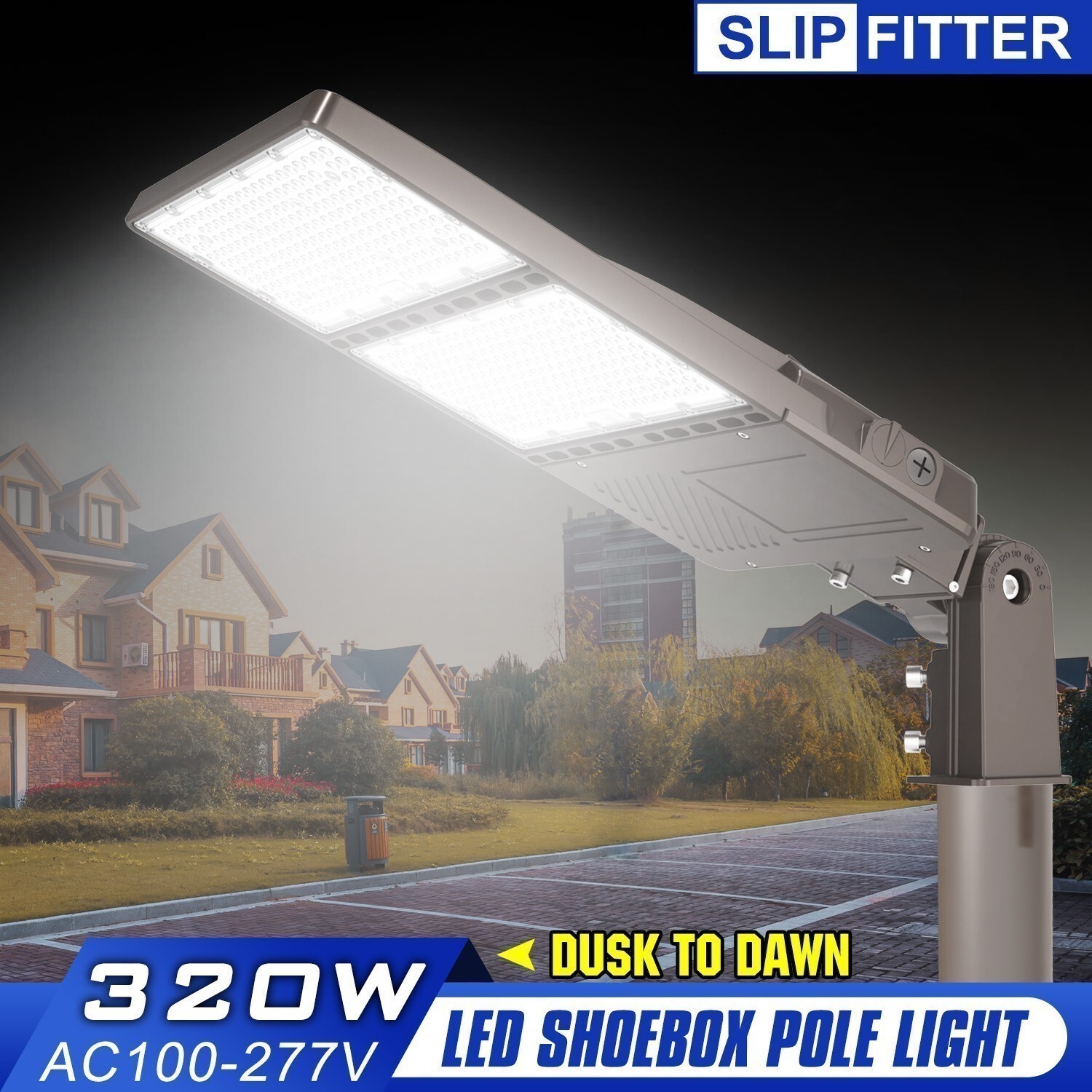 320W LED Parking Lot Light Dusk to Dawn Commercial Shoebox Stadium Light-48000LM