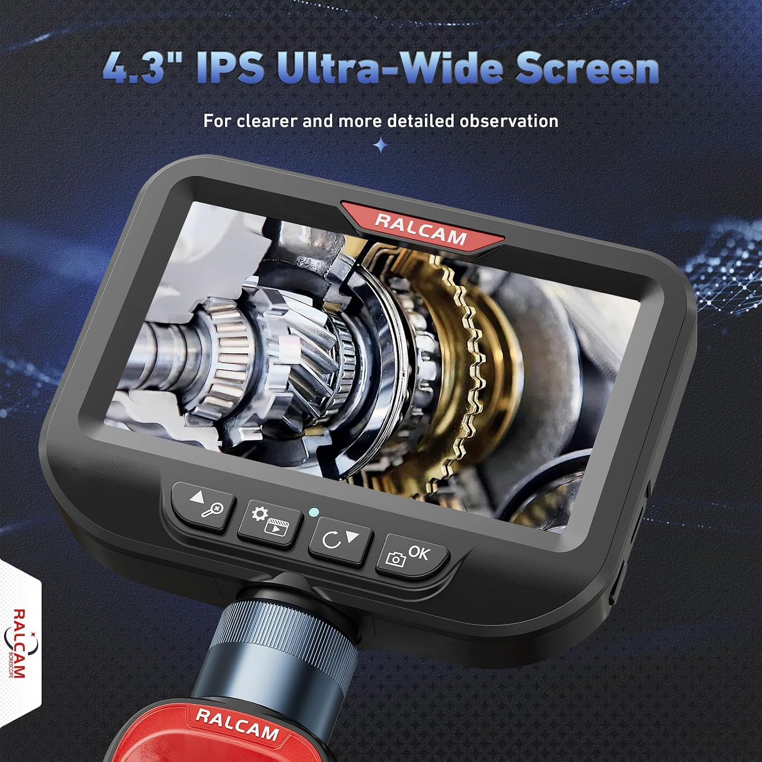 360° Articulating Borescope, 6.2Mm/0.24In Slim Probe, 4X Zoom, Joystick 4 Ways E