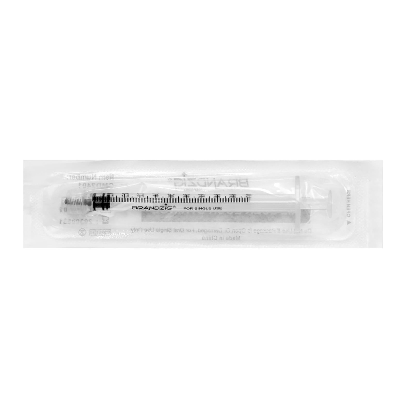 BRANDZIG 1mL Luer Lock Syringe – Sterile, Individually Wrapped – 100 Pack