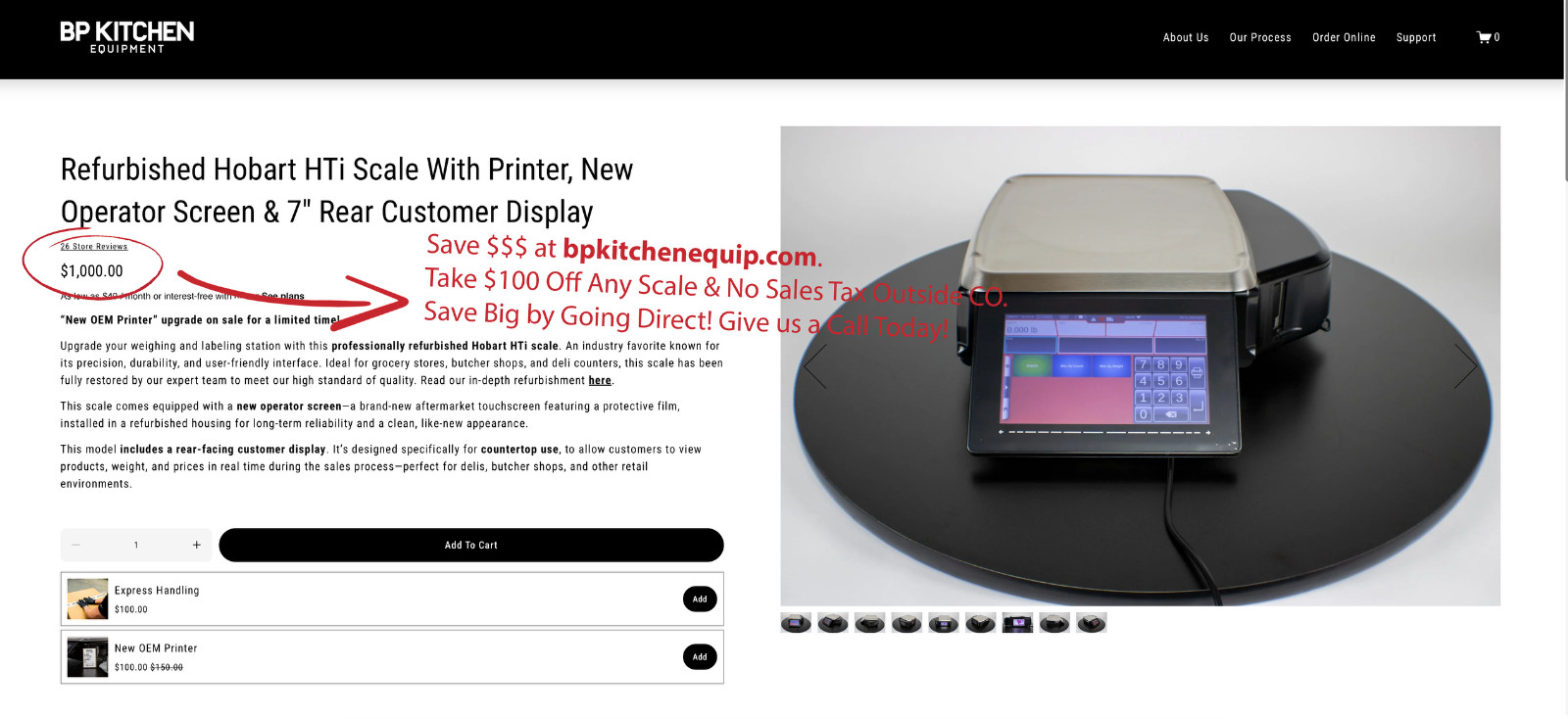 Hobart HTi Scale With Printer, New Operator Screen & 7″ Customer Display