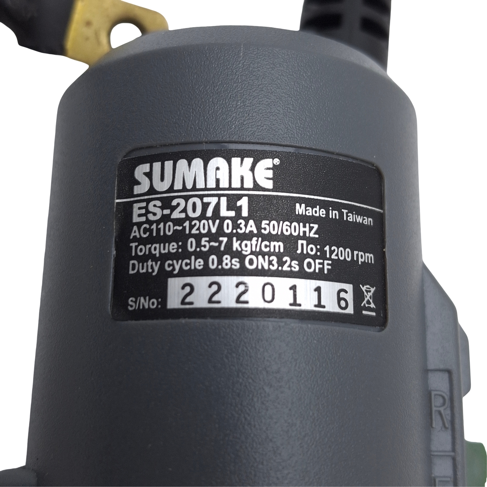 Sumake ES-207L1 Corded Torque Screwdriver, 0.44-6.26in-lb, 1200RPM, 115VAC