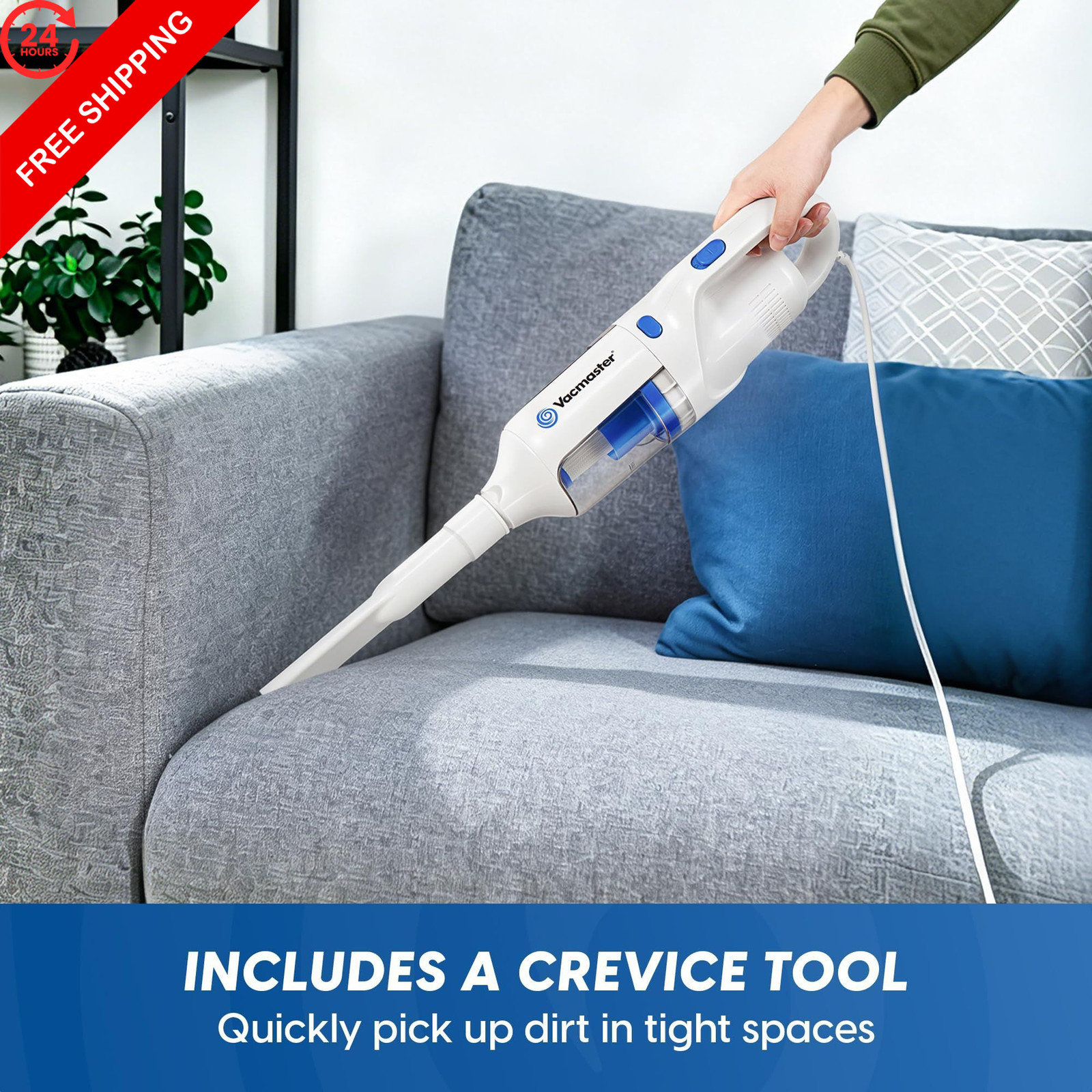 Vacmaster Corded Stick Vacuum Cleaner 2 in 1 3.7 pounds, White