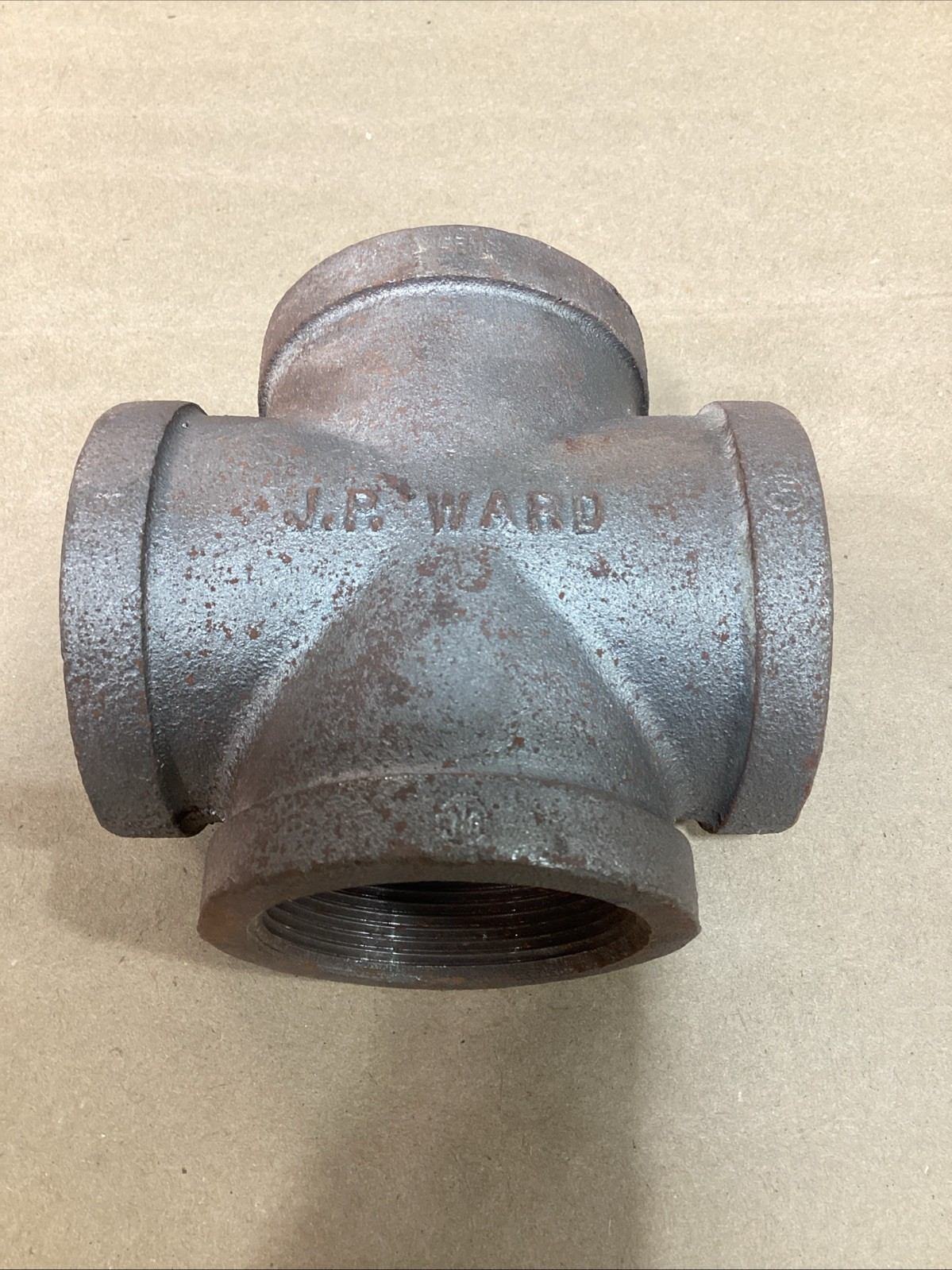 Black Iron Cross 2″ NOS 4-way TEE Female Fitting Pipe