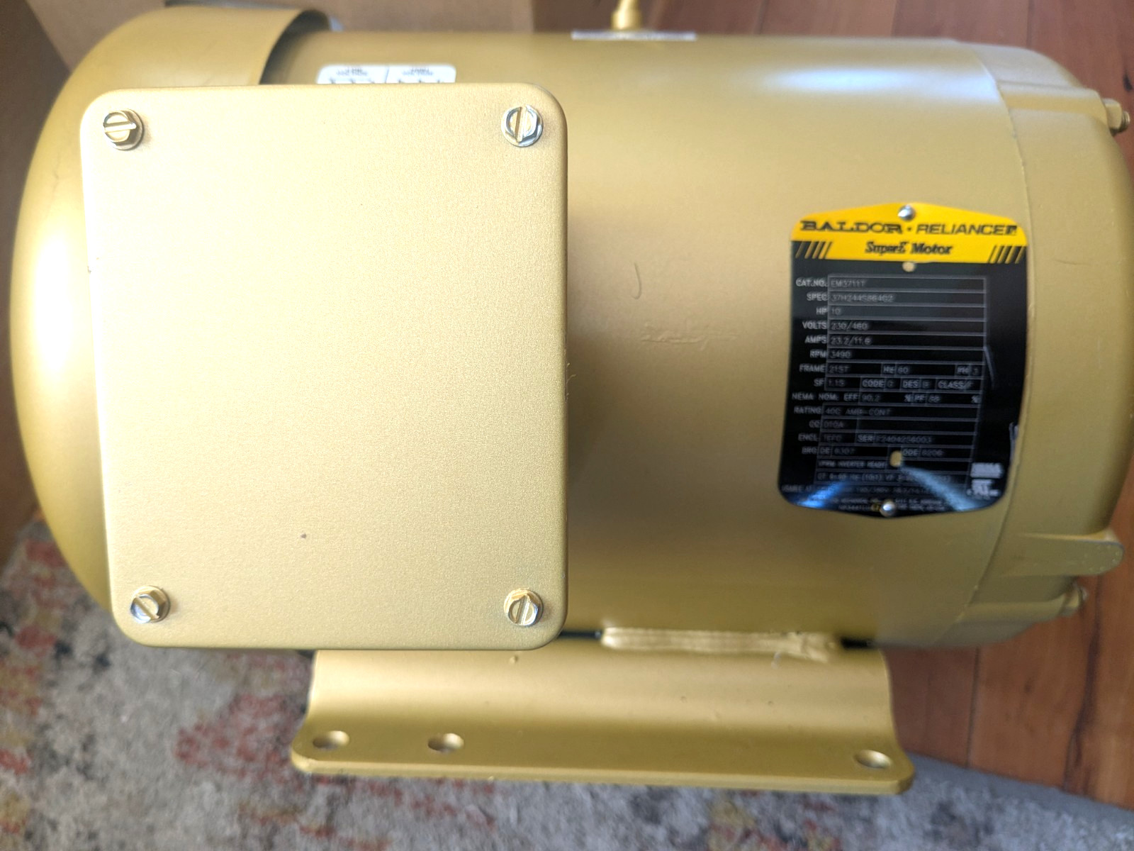 New Baldor 10 HP Super-E Electric Motor Em3711T 230/460 Vac 215T Frame RPM 3490