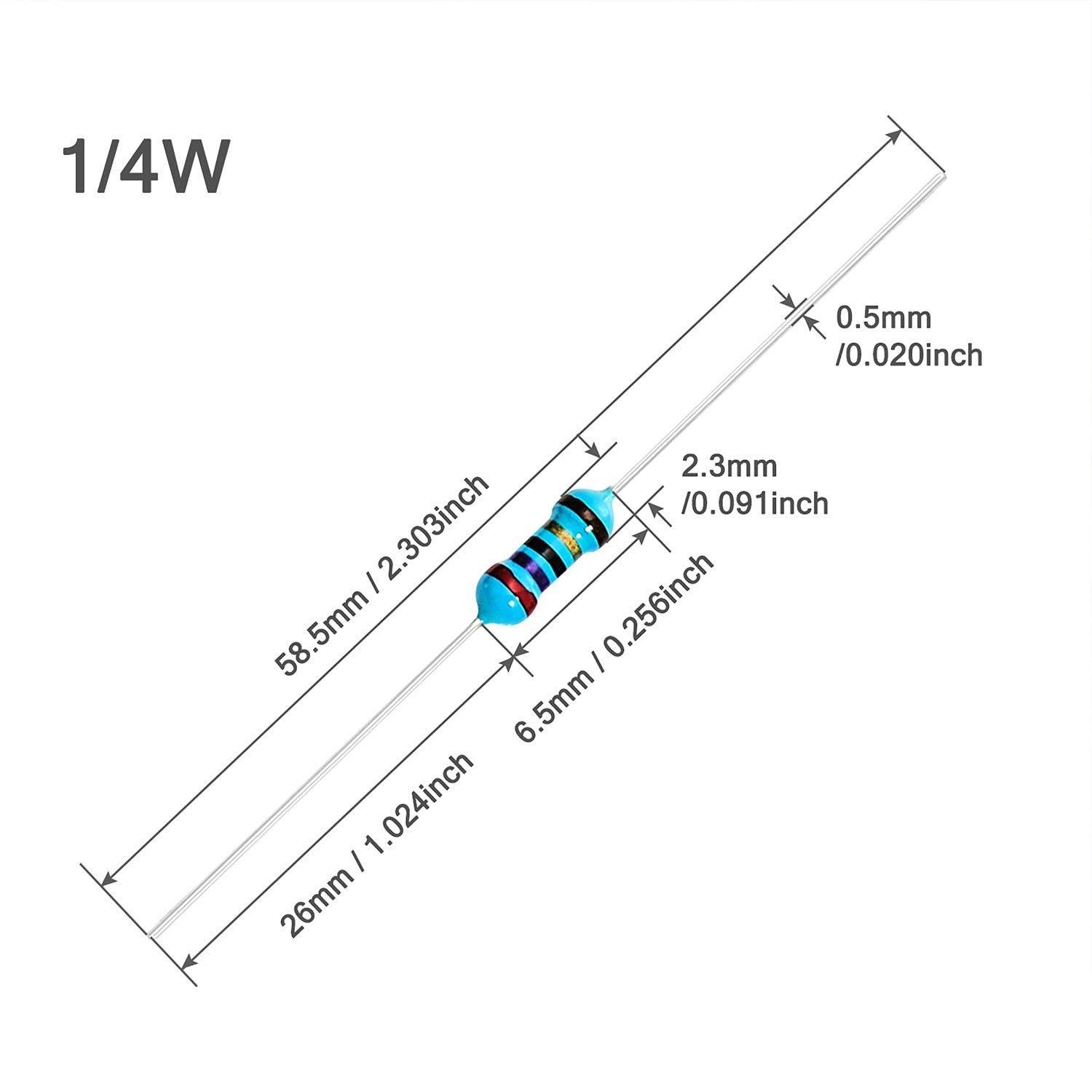 100pcs 2.2K Ω ohm Resistor 1/4W 0.25W 2k2 Metal Film Fixed Resistor 0.01 ±1% …
