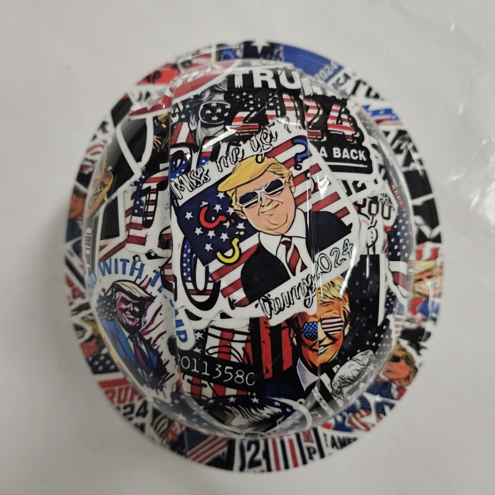 full brim hard hat custom hydro dipped IN TRUMP 2024 STICKER BOMB TRUMP NEW