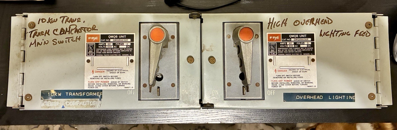 FEDERAL PACIFIC ELECTRIC FPE QMQB-6636 Twin Panel board Switch 60A 600V