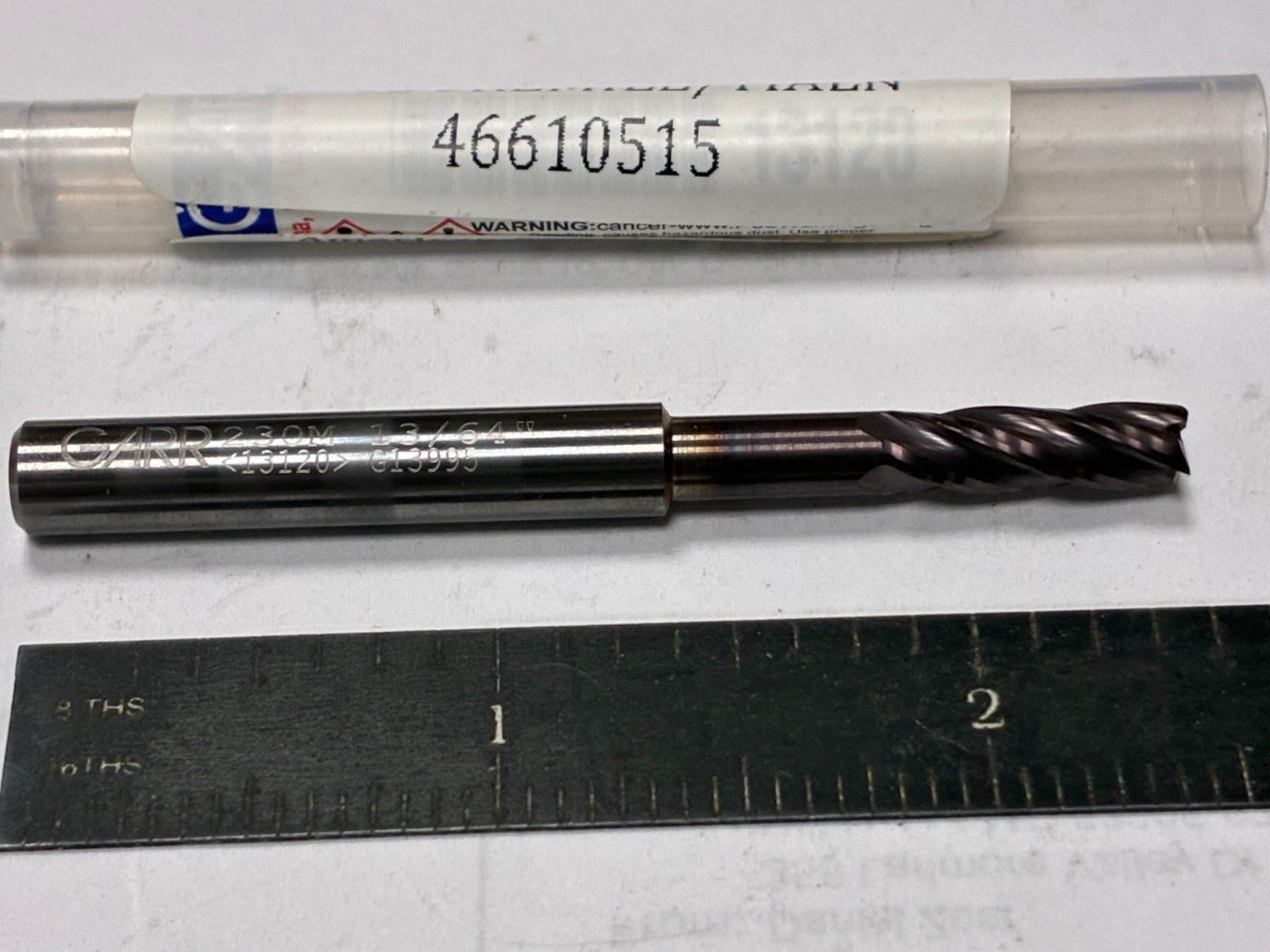 GARR 230M, 0.190″ Carbide Bore Mill, 4-Flute, TiAlN. .25″ Shank, 2-1/2″ OAL