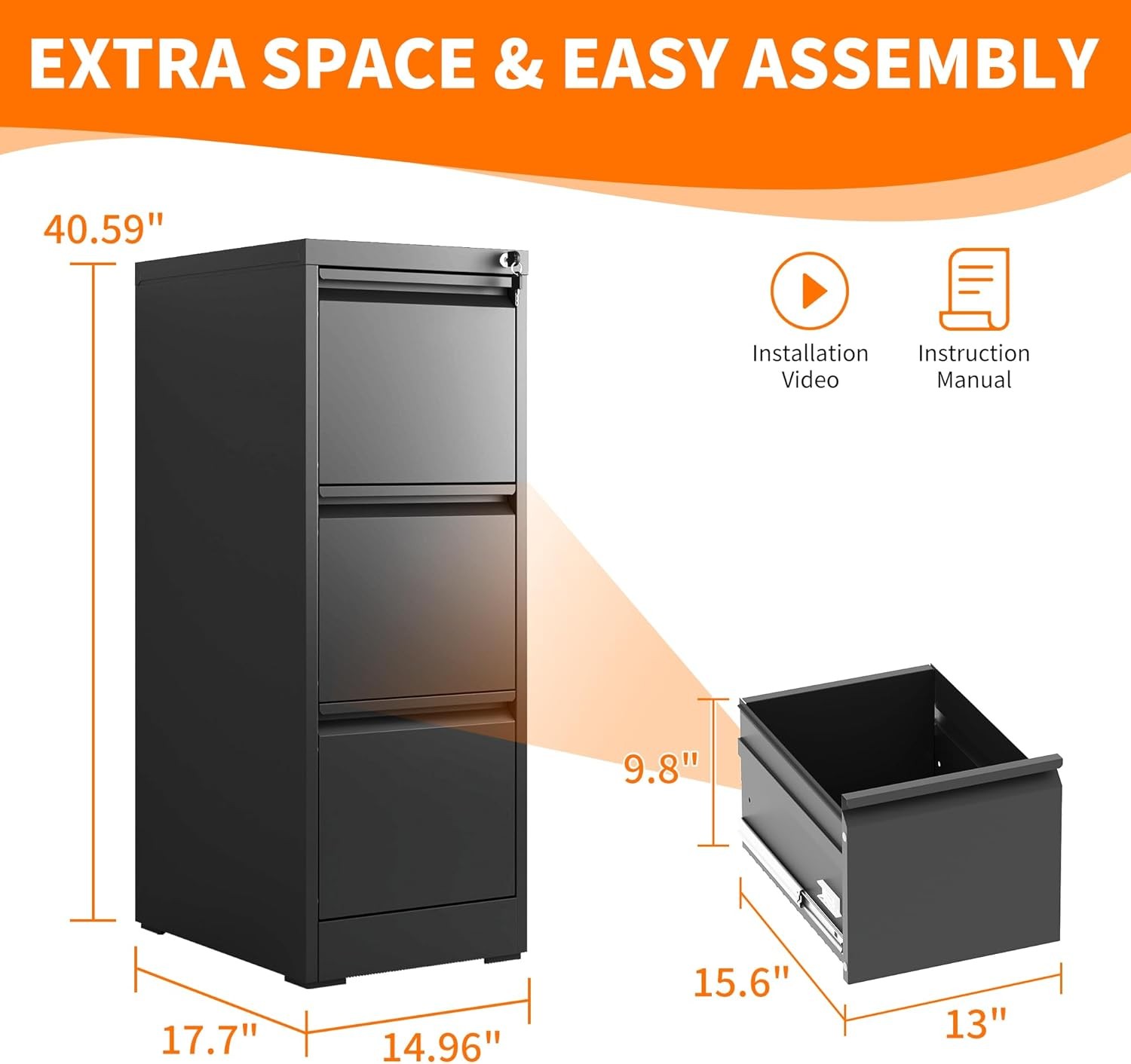 Assembly Required, Metal File Cabinet Drawer Heavy Duty Locking File Cabinets