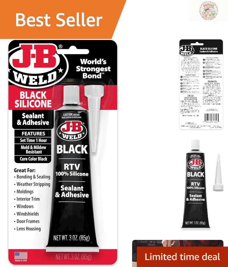 Crack Resistant Black RTV Silicone Sealant & Adhesive – 3 oz for Household Use