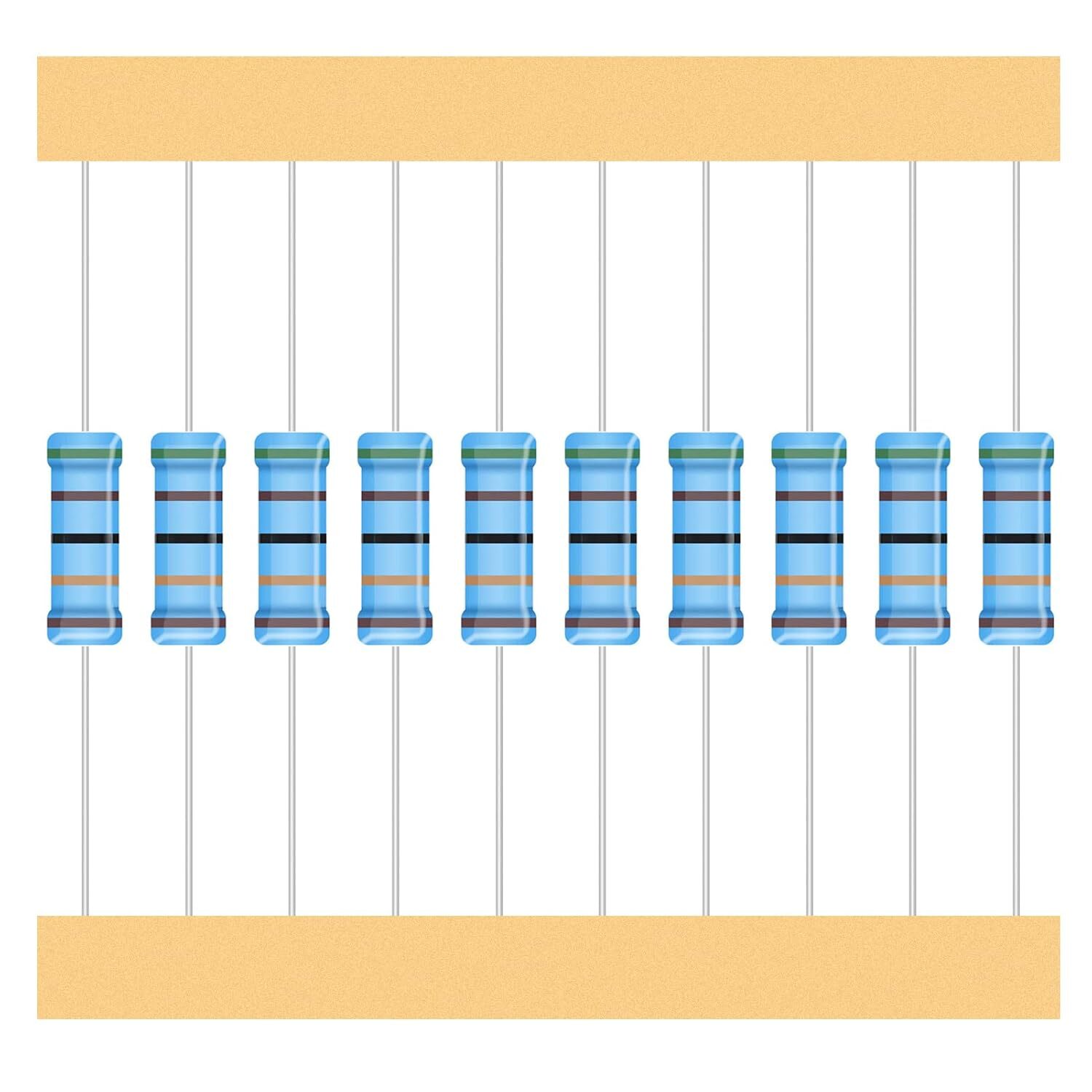 25 Values 1W Metal Film Resistor Kit from 1 Ohm to 1M Ohm 1 Watt 1% Resistors