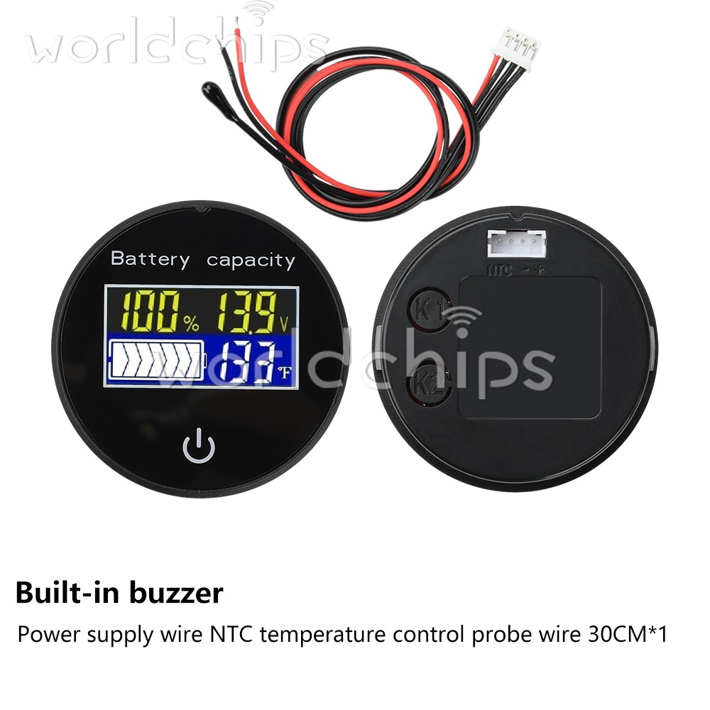 LCD Digital Battery Level Indicator Voltage Power Percentage Temperature Display