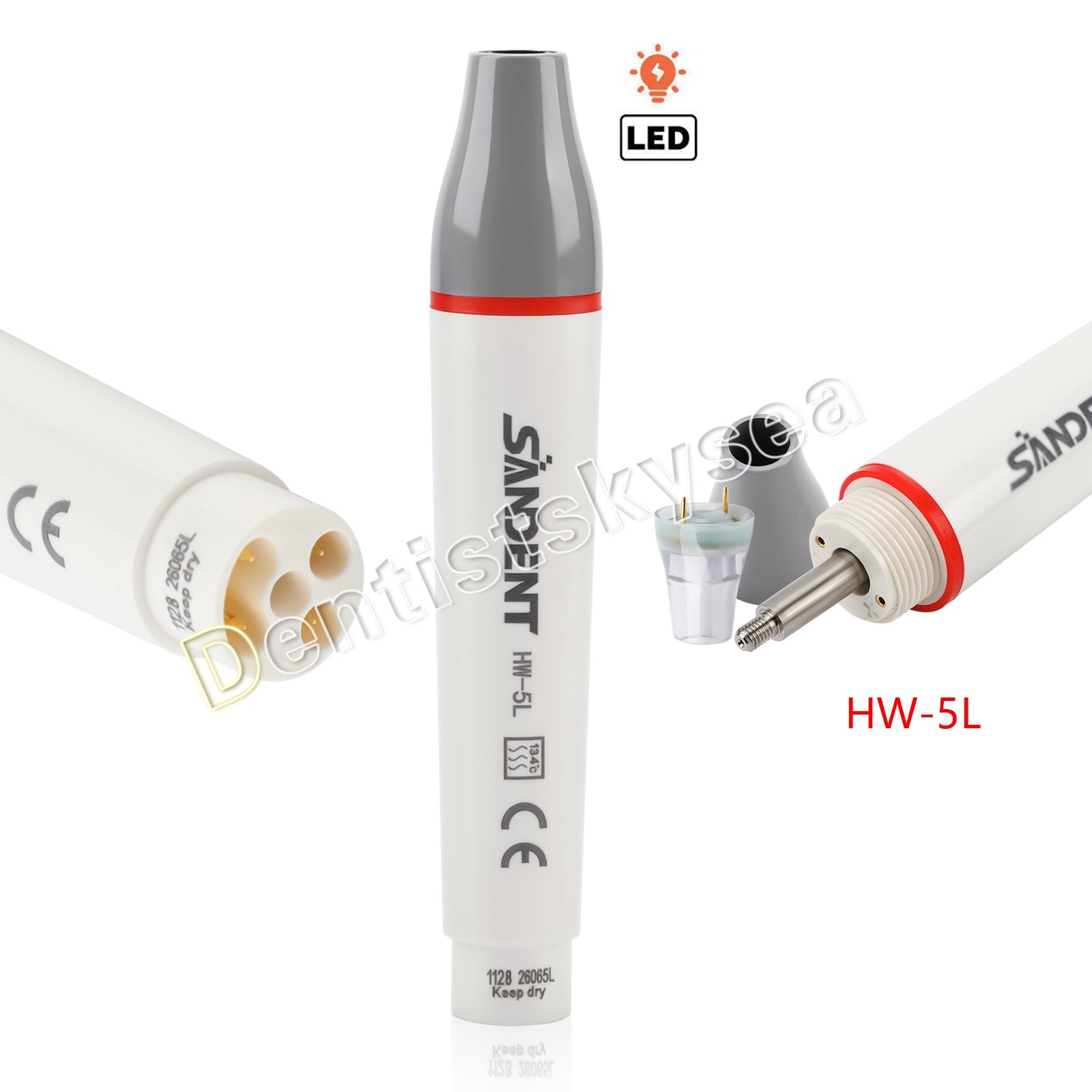 HW-6L Dental Ultrasonic Scaler Handpiece with LED Fit EMS Woodpecker SATELEC NSK