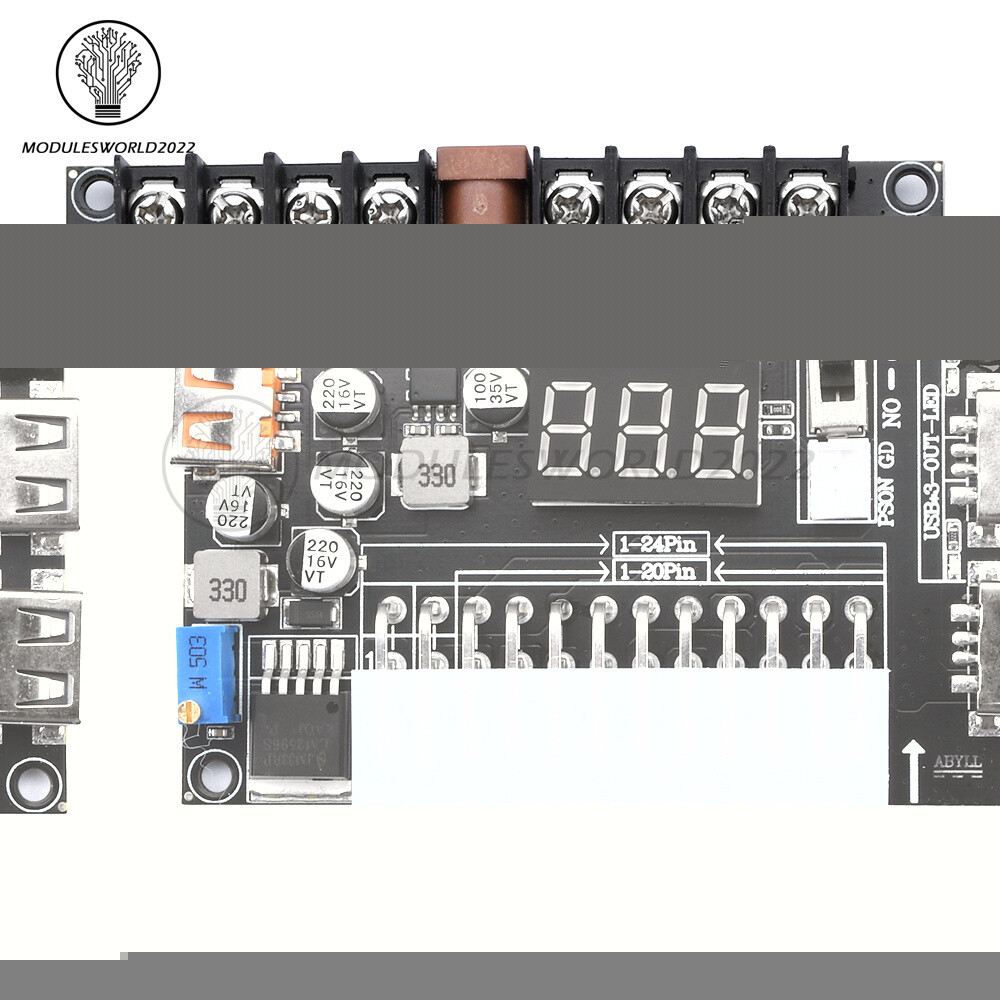 20/24 Pin ATX Power Adapter Board Power Supply Module Adapter Adjustable Voltage