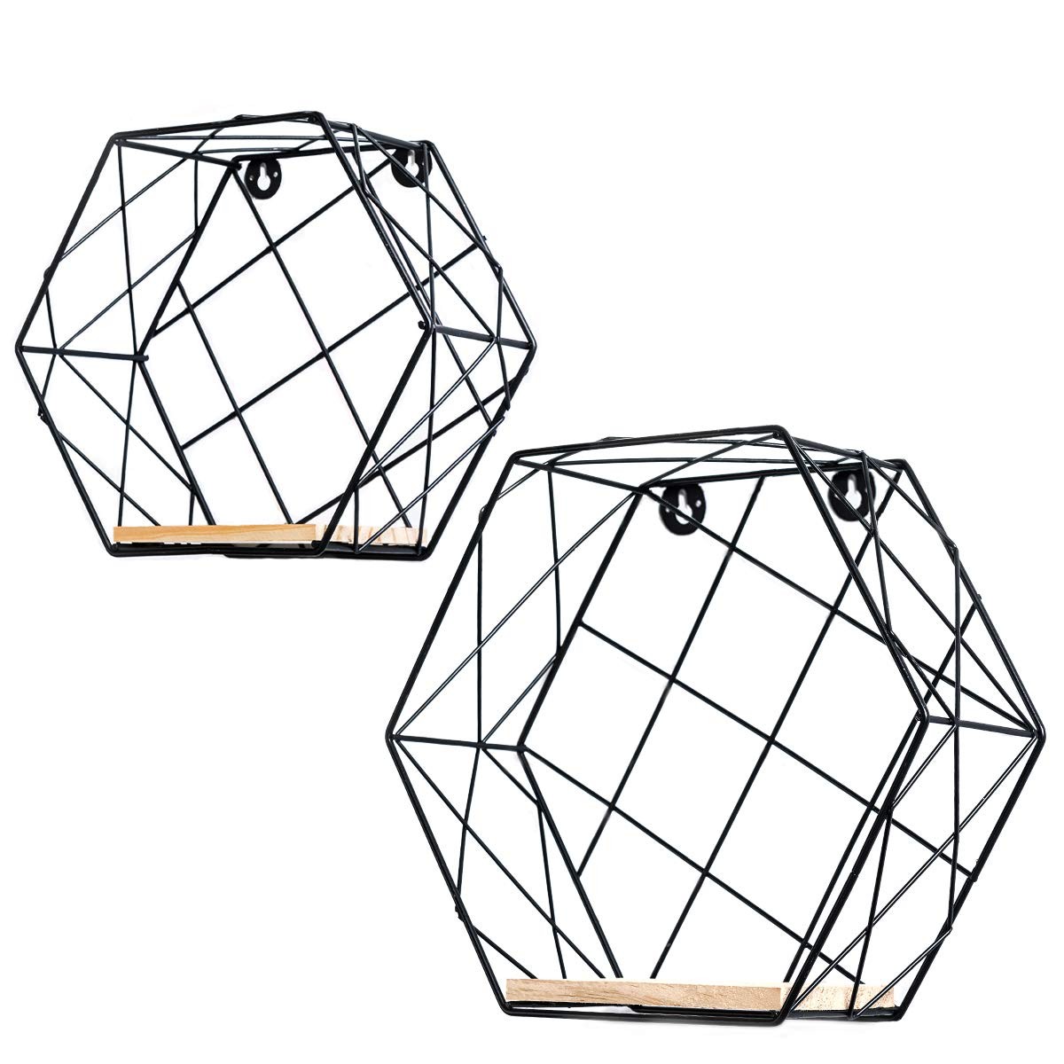 Infinite Node Floating Shelves Wall Mounted Metal Wire Art Lattice, Black