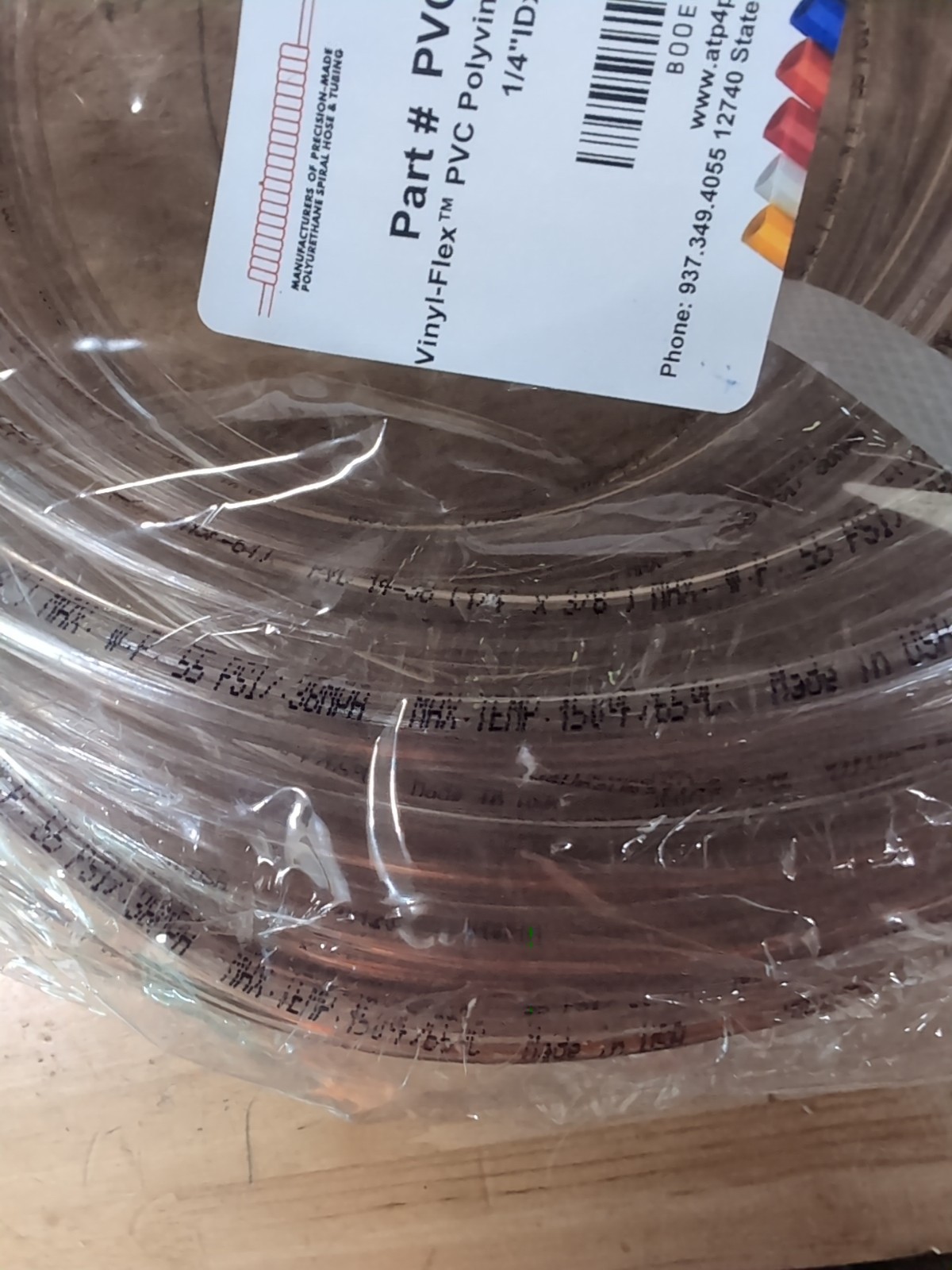 ATP Vinyl-Flex PVC Plastic Tubing PVC14-38ANA 1/4»ID x 3/8»OD 100′ Clear