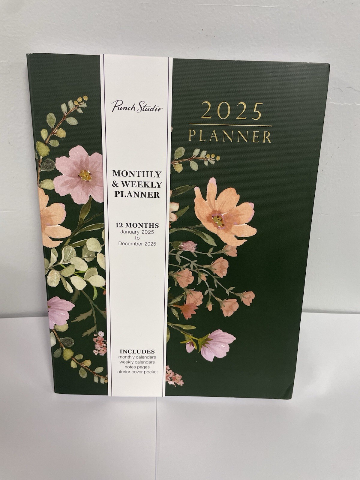 Punch Studio 12 Months Green Floral 2025 Planner Monthly & Weekly Planner