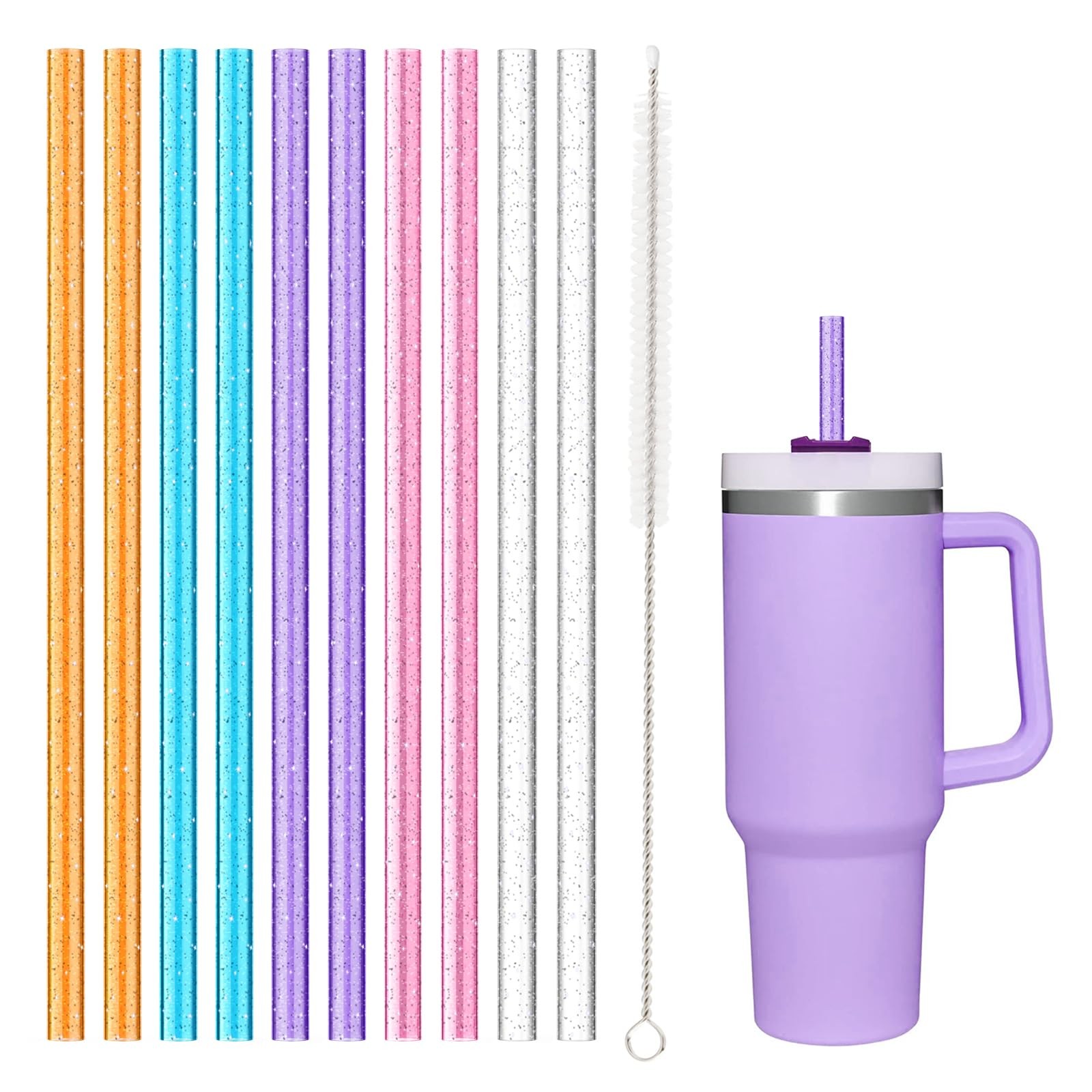 10 Pack Replacement Straw for 64oz/40oz/30oz, Color straw 10 Pcs