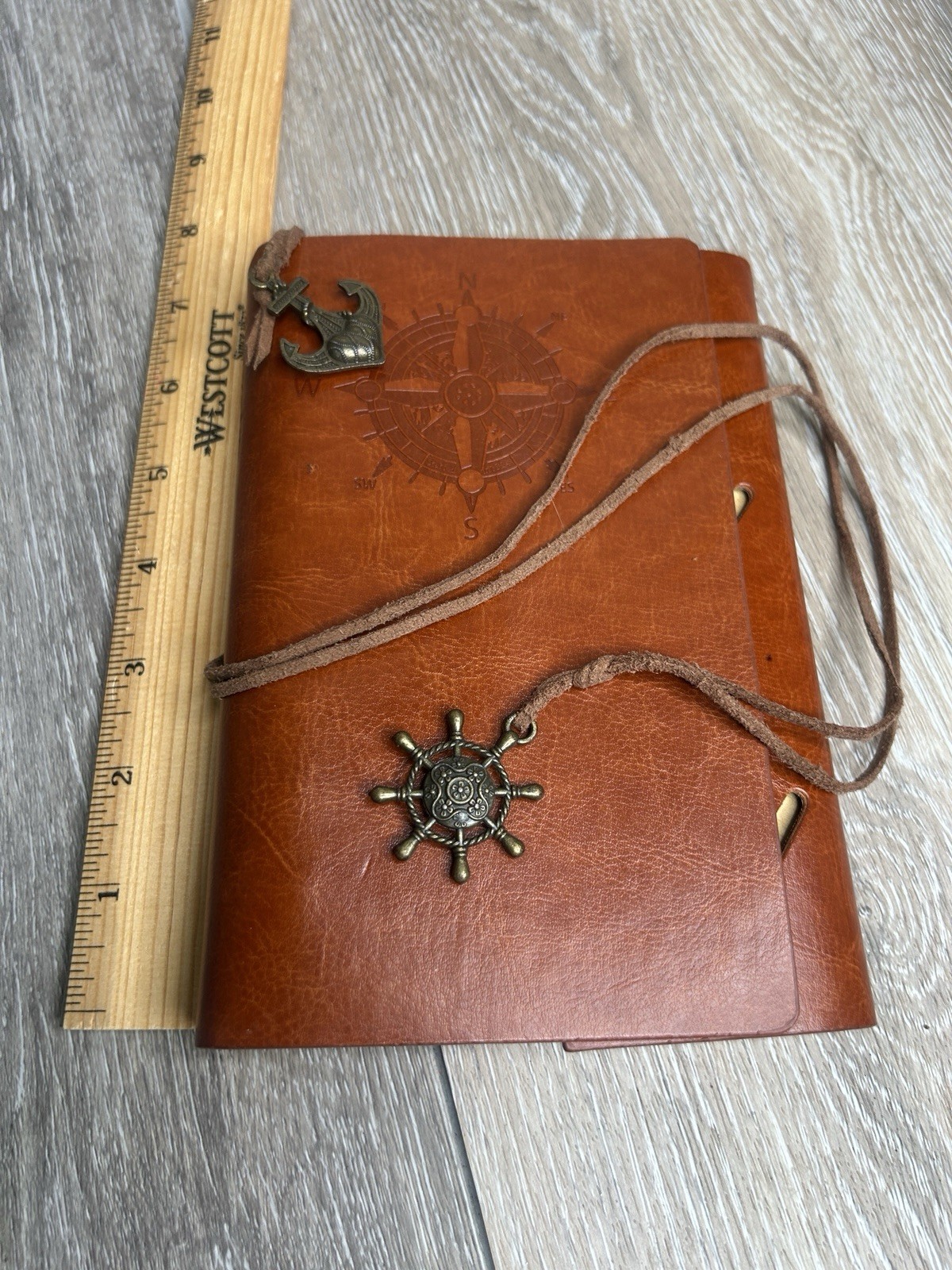Nautical Vintage Leather Journal Refillable Notebook Compass Anchor Travel Diary