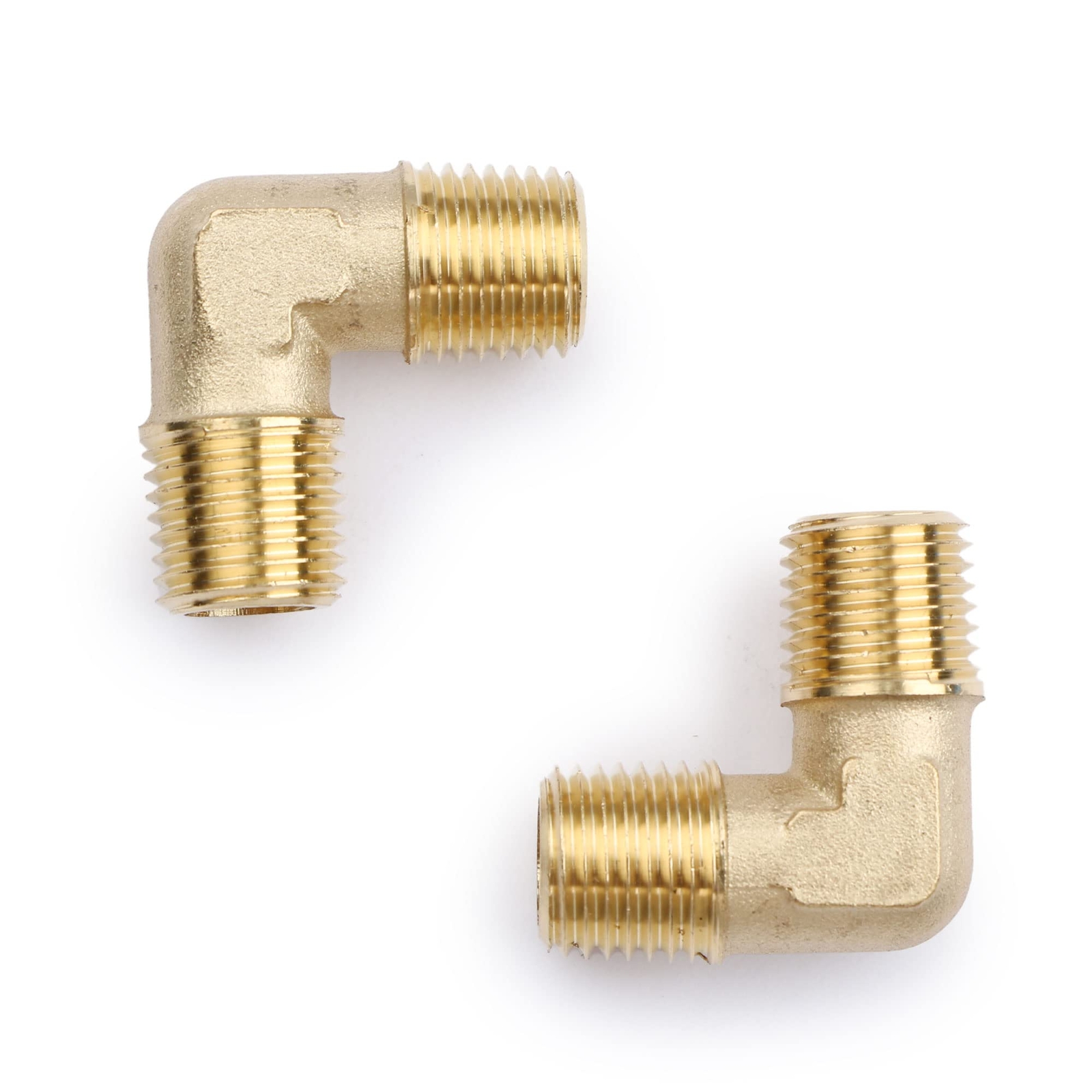 U.S. Solid 90 Degree Elbow Brass Fitting NPT 1/4″ Male x 1/4″ Male, 2pcs
