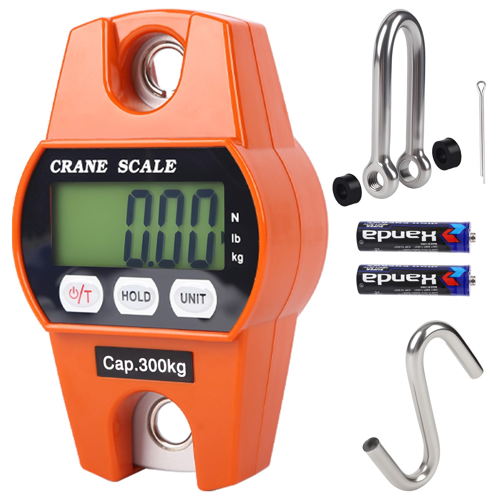 660lb 300kg Digital Crane Scale LCD Handheld Hanging Weight Scale Heavy Duty…