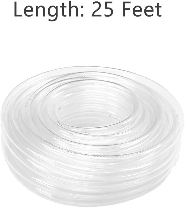 Durable 25ft Clear PVC Vinyl Tubing | 1/2 Inch ID, Chemical Resistant & Safe