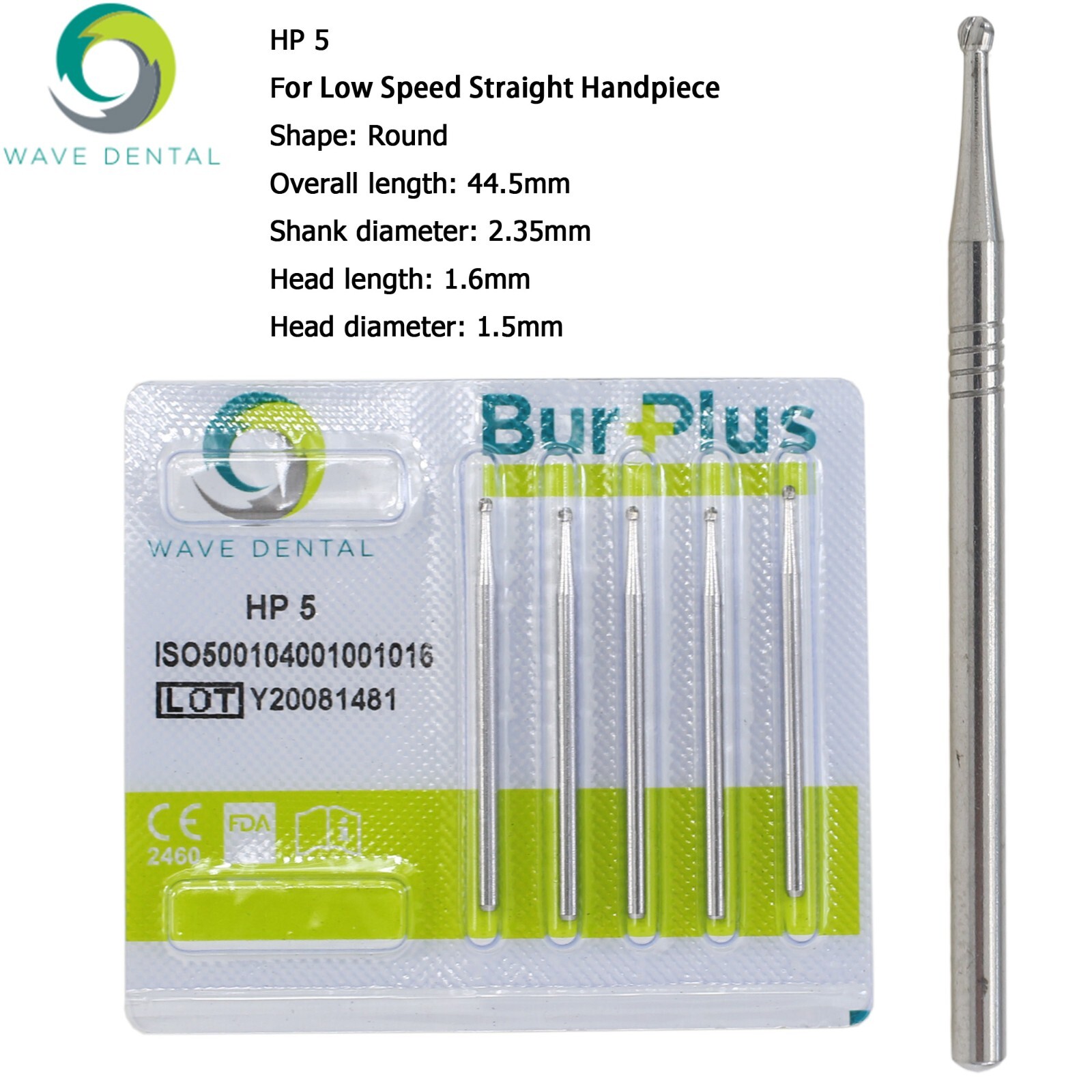 Wave Dental Carbide Burs HP 2 8 557 703L Round For Slow Speed Straight Handpiece