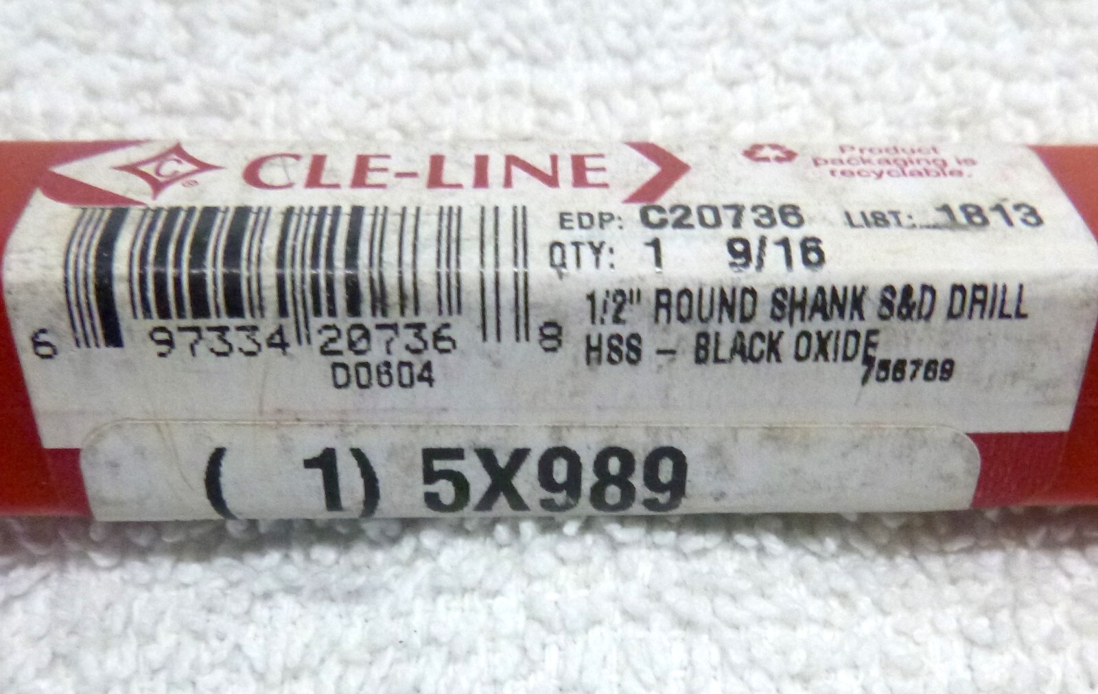 Cle-Line 9/16″ Twist Drill Bit 1/2″ Reduced Shank 6″ C20736 HSS USA
