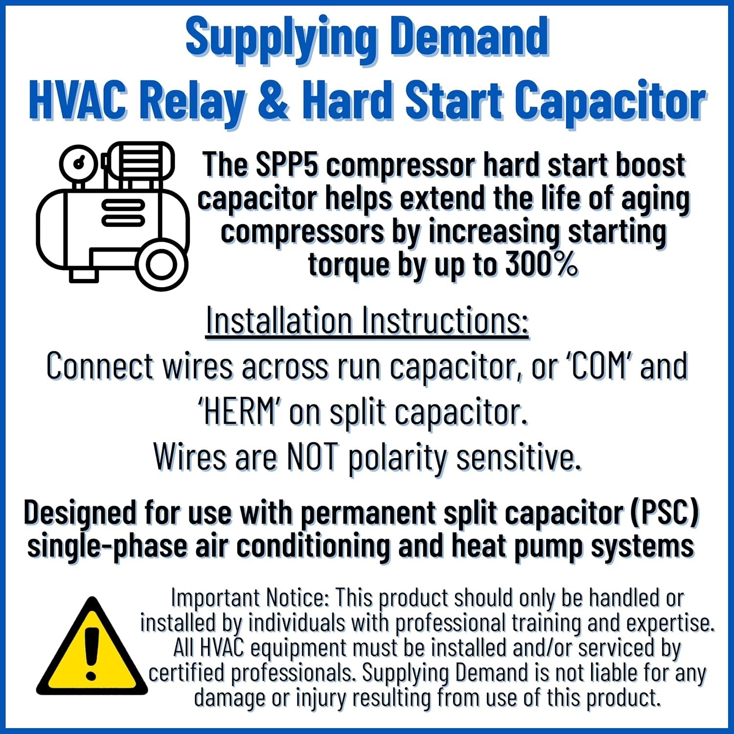 2 Pack SPP5 Hard Start Super Boost HVAC Relay and Start Capacitor