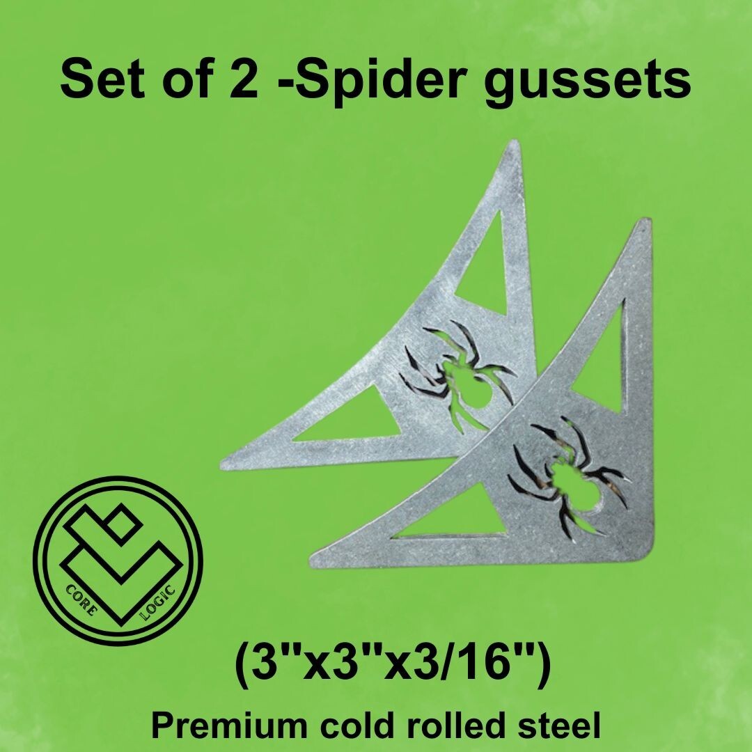 Spider Gusset 3”x3″x 3/16” -Set of (2) Metal Gusset, Steel Roll cage, Weldable