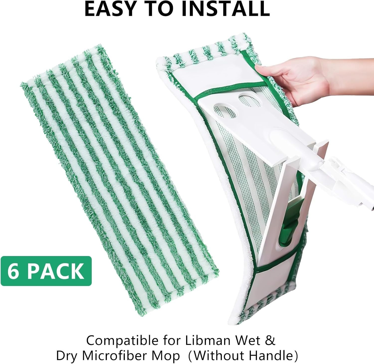 6 Pack Microfiber Mop Head Pads for Libman Wet Dry Mop Reusable Washable – NEW