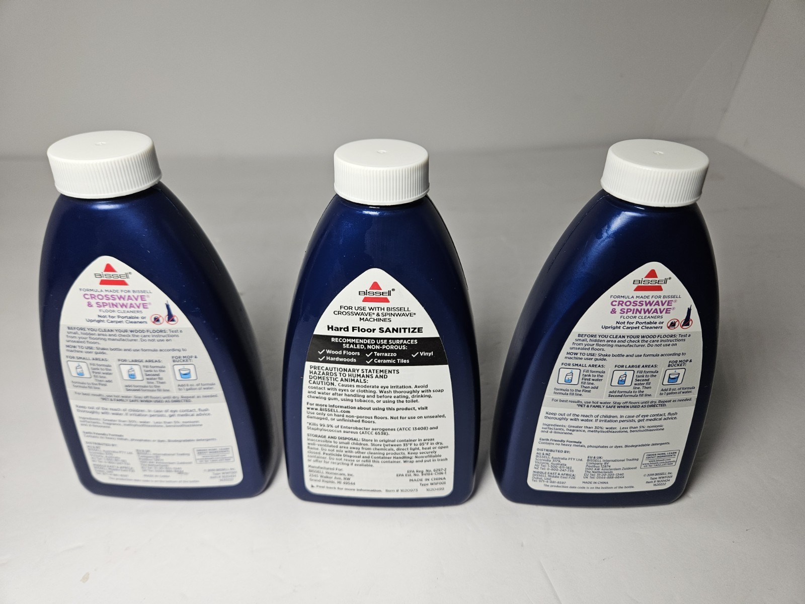3 BISSELL WOOD HARD FLOOR CLEANER & SANITIZER 8fl oz CROSSWAVE SPINWAVE