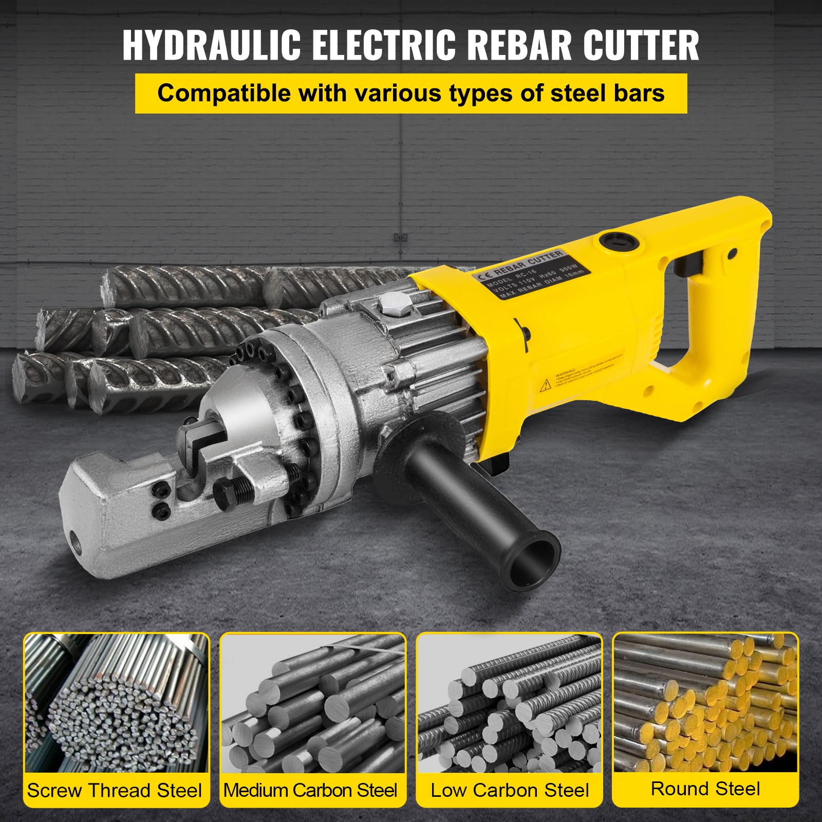 Rebar Cutter RC-16 5/8″ Capacity Portable Electric Hydraulic 16mm Rebar Cutting
