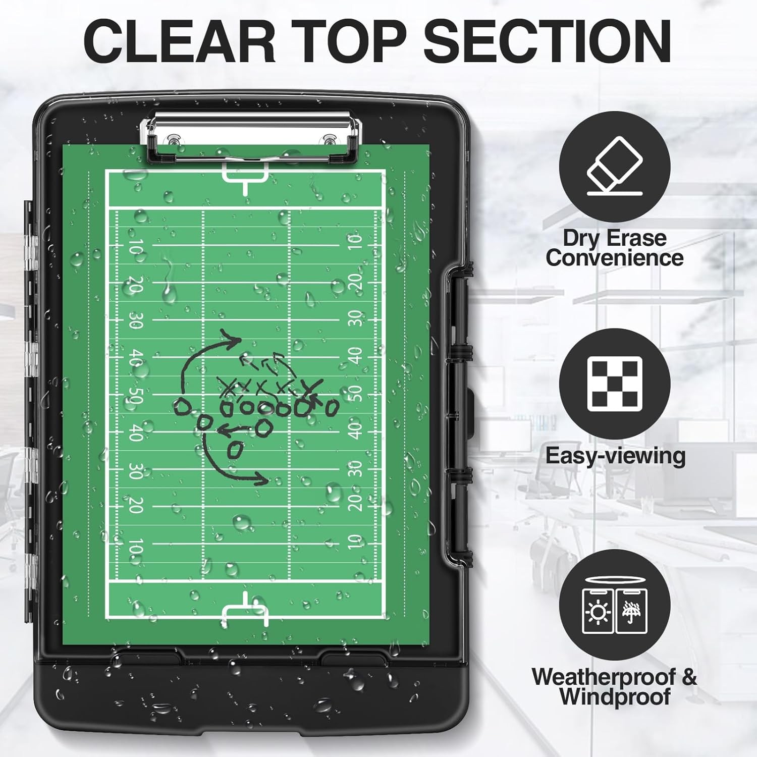 Sooez Original Clipboard with 2 Storage 9.8″ w x 1 1/3″ d x 14 1/4″ h, Black