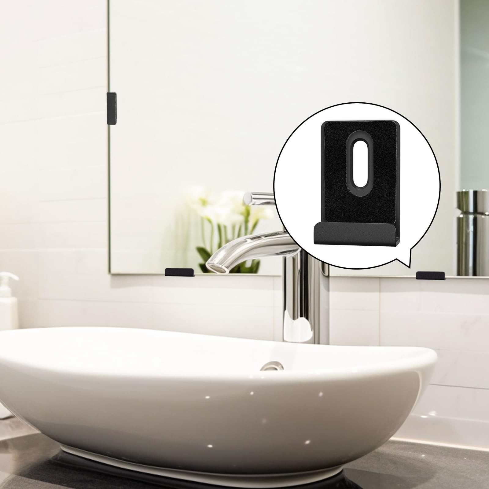 6Pcs Metal Mirror Clips for Wall Mounting, Holder Black, Black