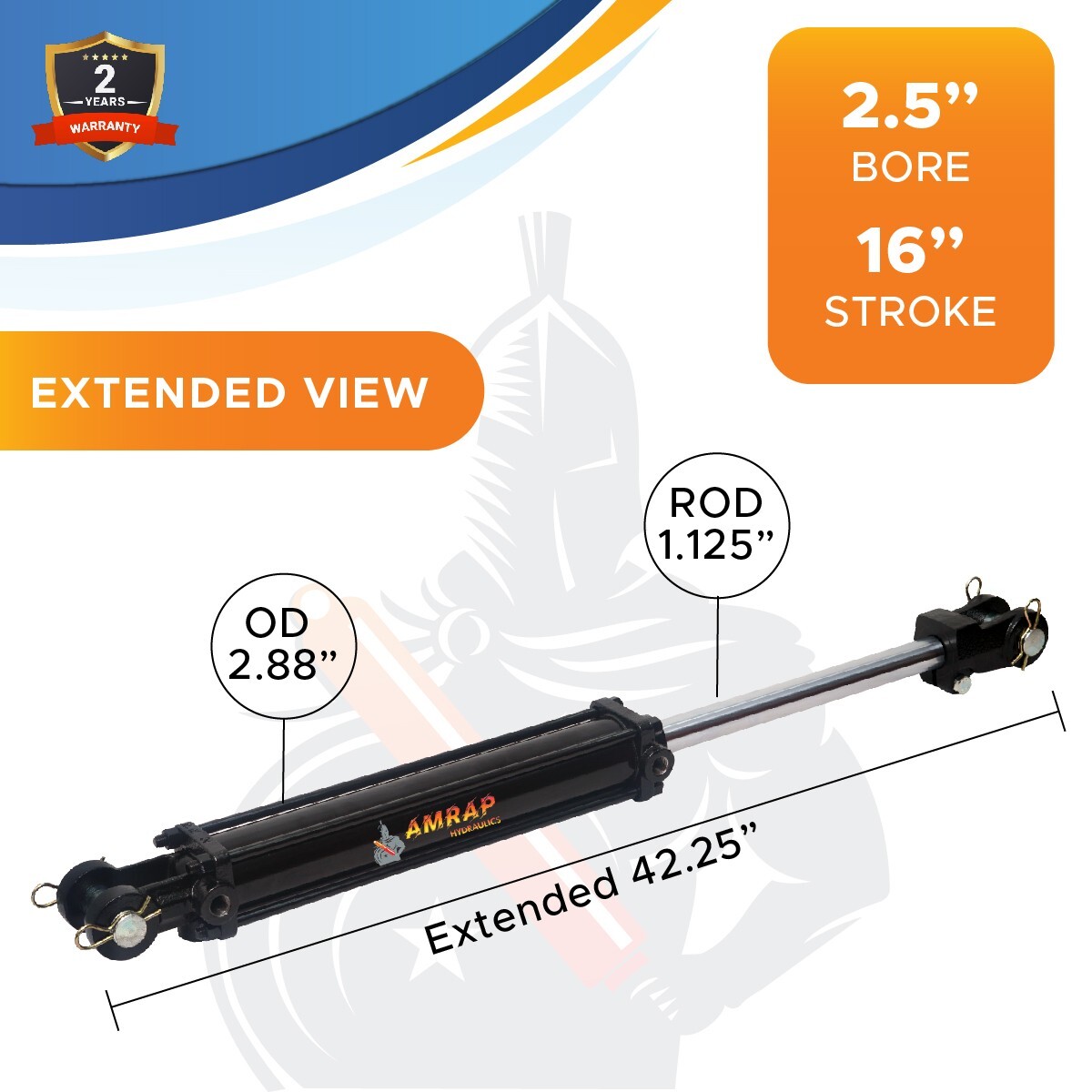 2.5×16 Hydraulic Cylinder 2.5″ Bore 16″ Stroke Double Acting Tie-Rod Cylinder