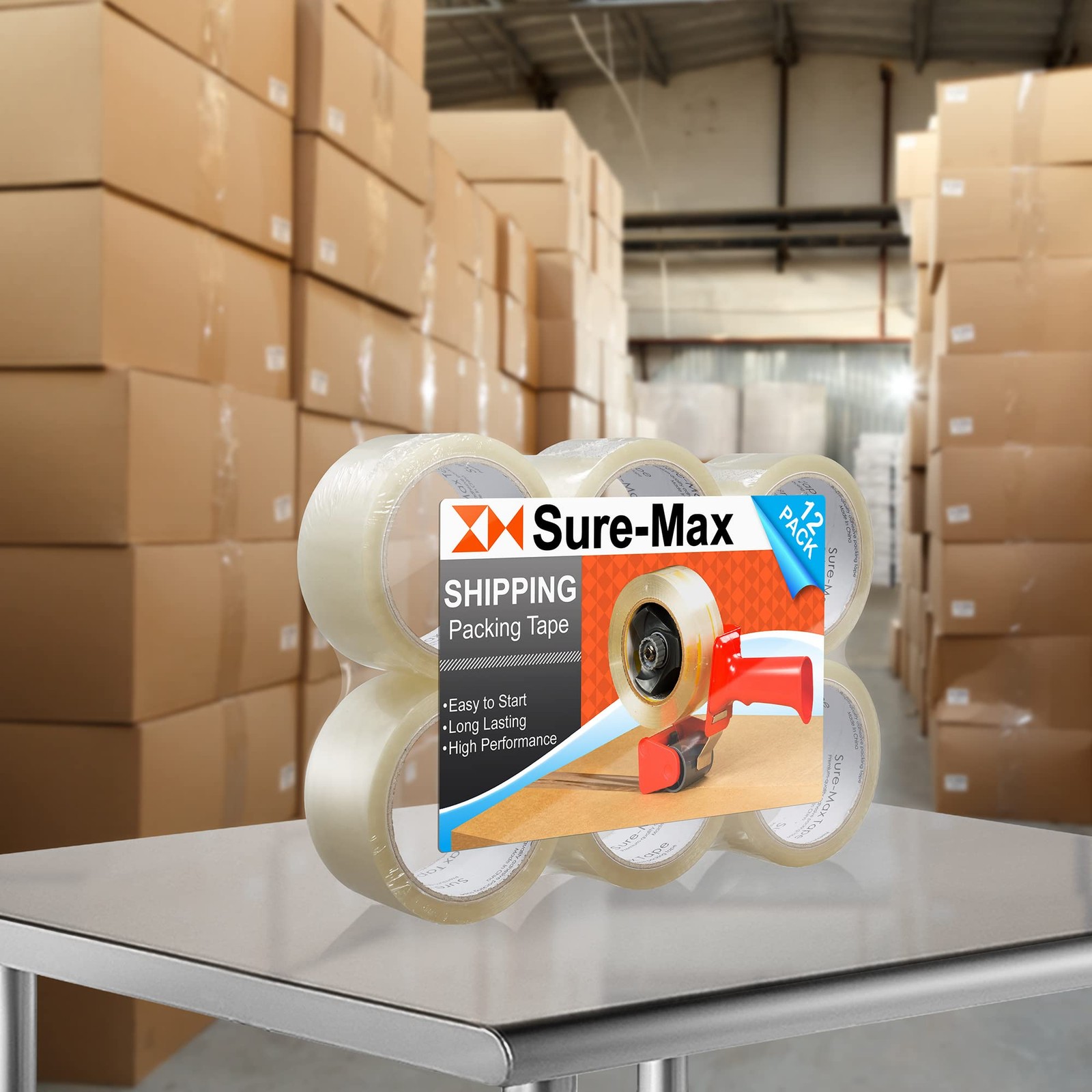 Premium Carton Packing Tape 2.0 mil 165 Feet (55 Yards) – Clear – 12 Rolls