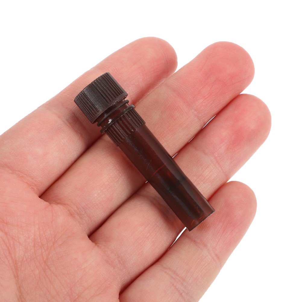 20Pcs Durable Plastic Test Tubes with Caps Brown Lightproof for Home Use