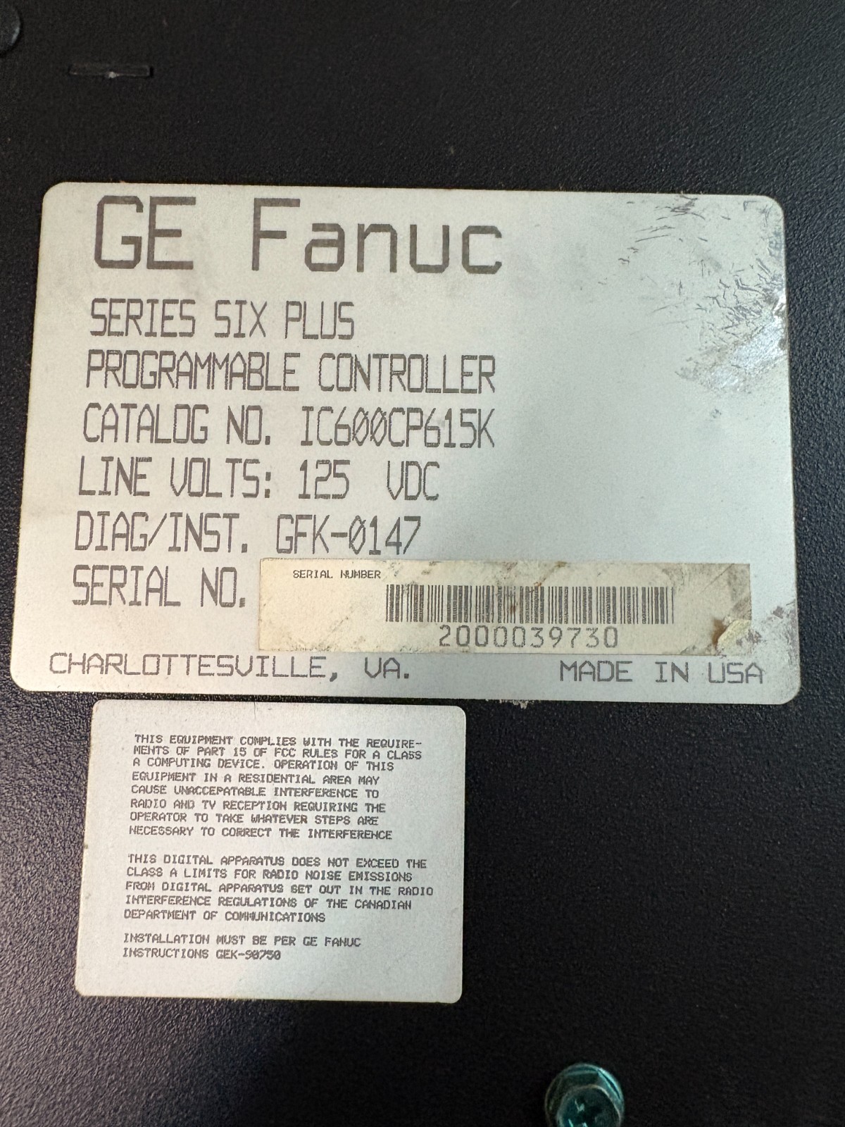 GE FANUC GENIUS 115V 50/60 HZ IN/OUT IC660BBD101 W/IC660TSD100K