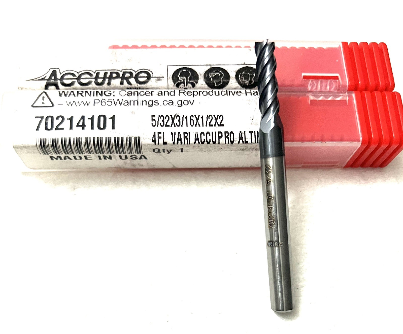 Accupro 5/32″ 4FL Square End Mill Solid Carbide AlTiN 70214101 NEW