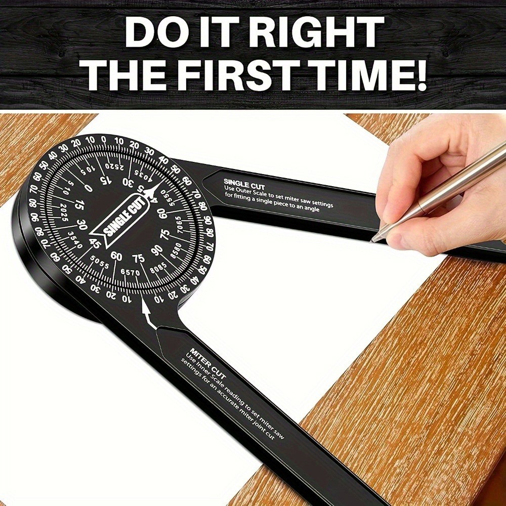7″ Aluminum Miter Saw Protractor, Rustproof Angle Finder Tool for Woodworking