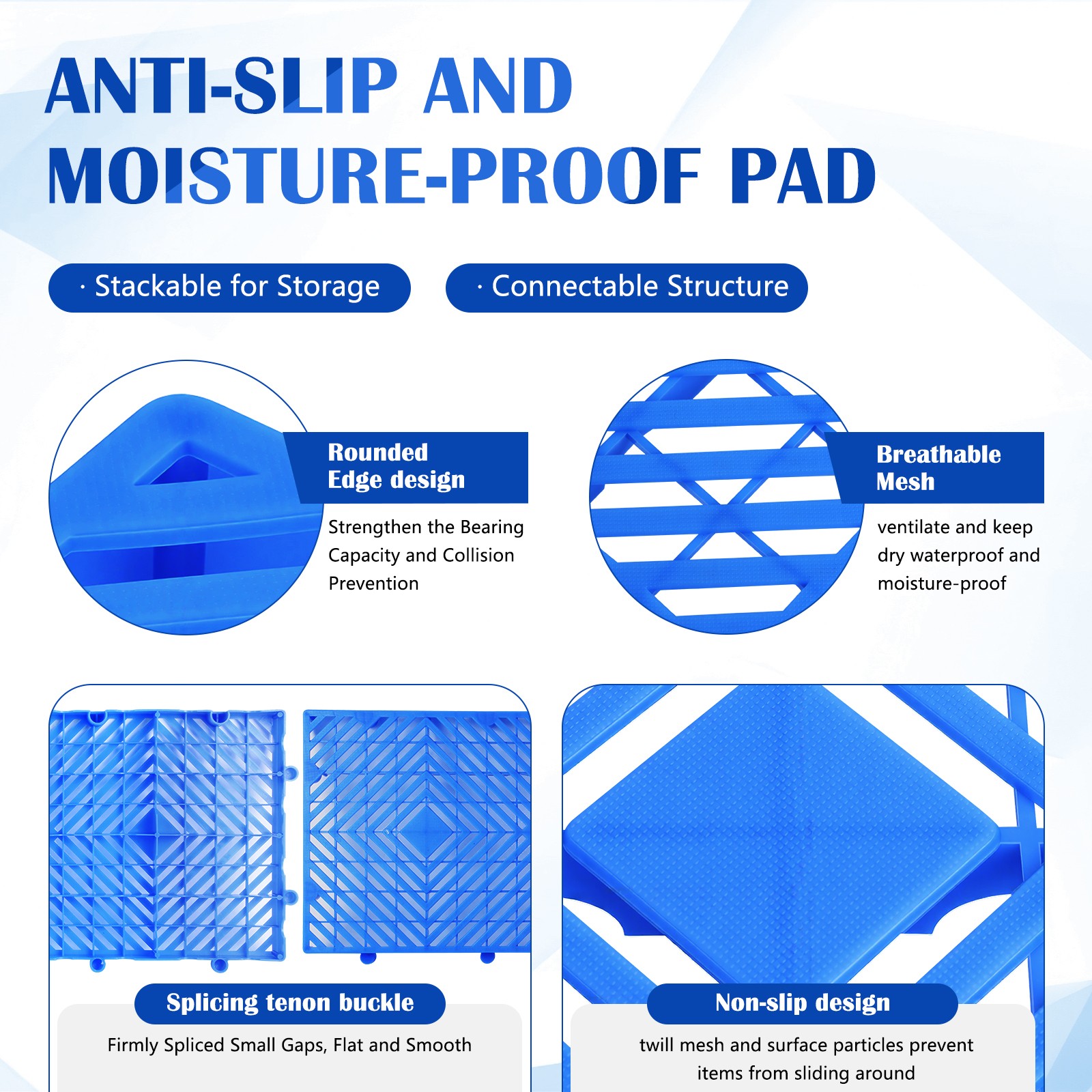 10 HDPE Nestable Plastic Pallets Waterproof Storage Grid Pad for Basement Garage