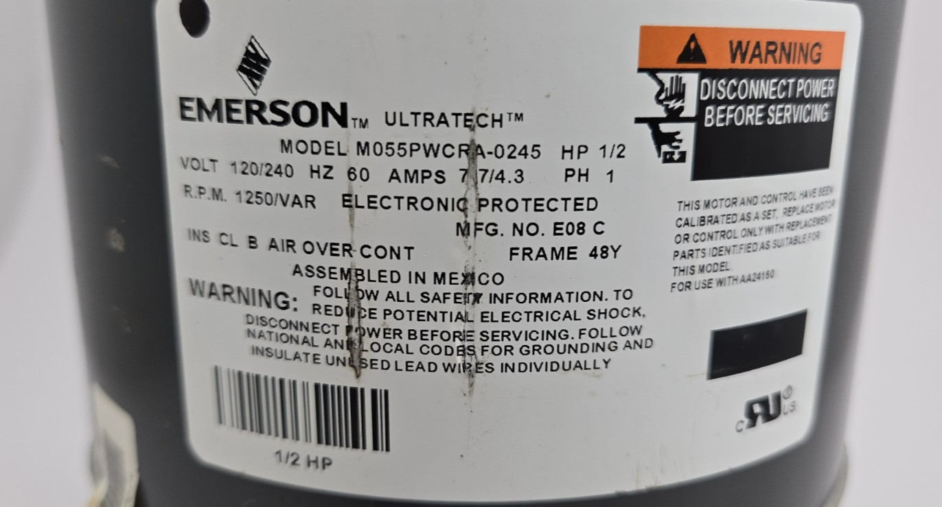 Trane ULTRATECH 1/2 HP Blower Motor M055PWCRA-0245 D343197P02 120/240V E08C