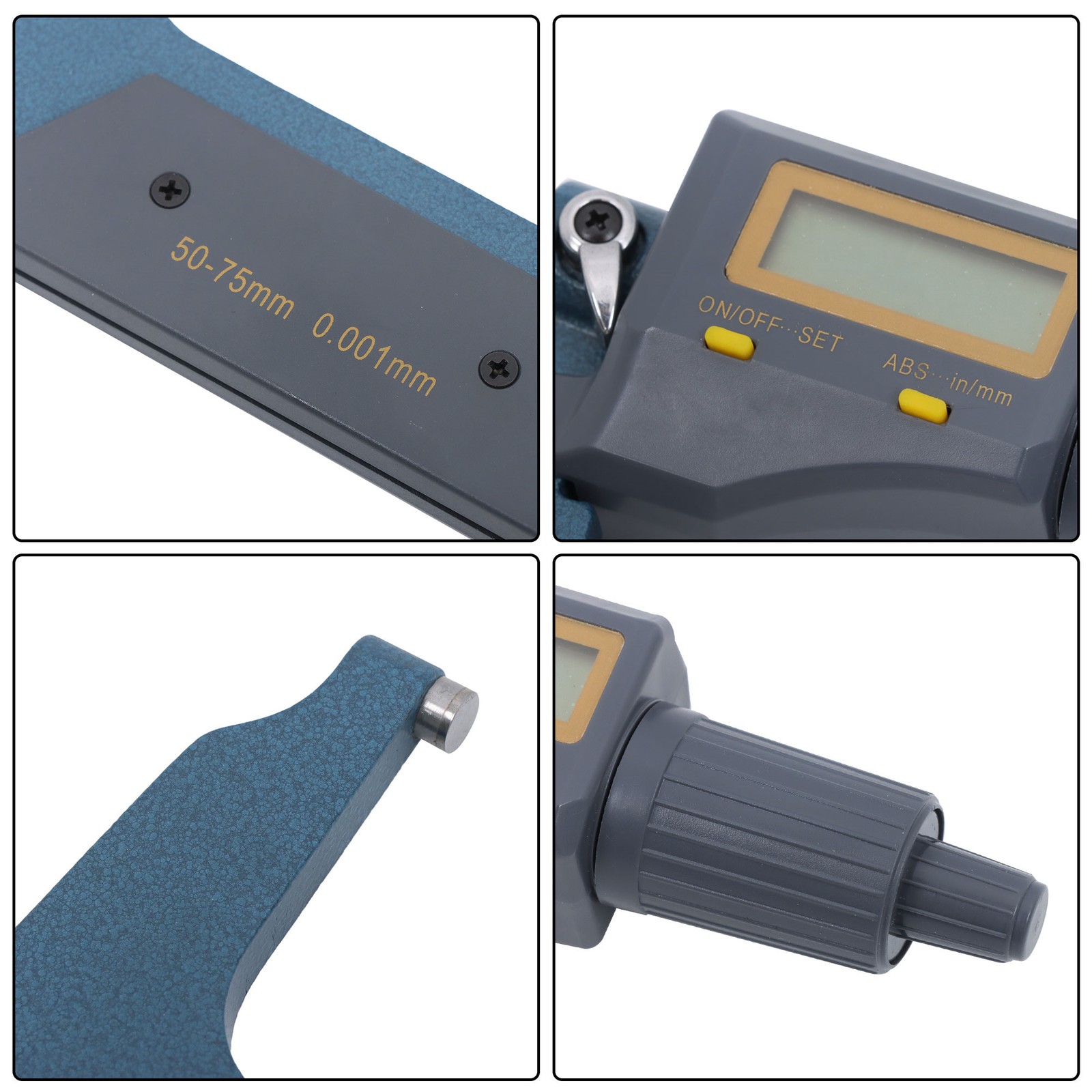 0.00005″ 2-3″ Digital Electronic Outside Micrometer Carbide Tip 50-75mm
