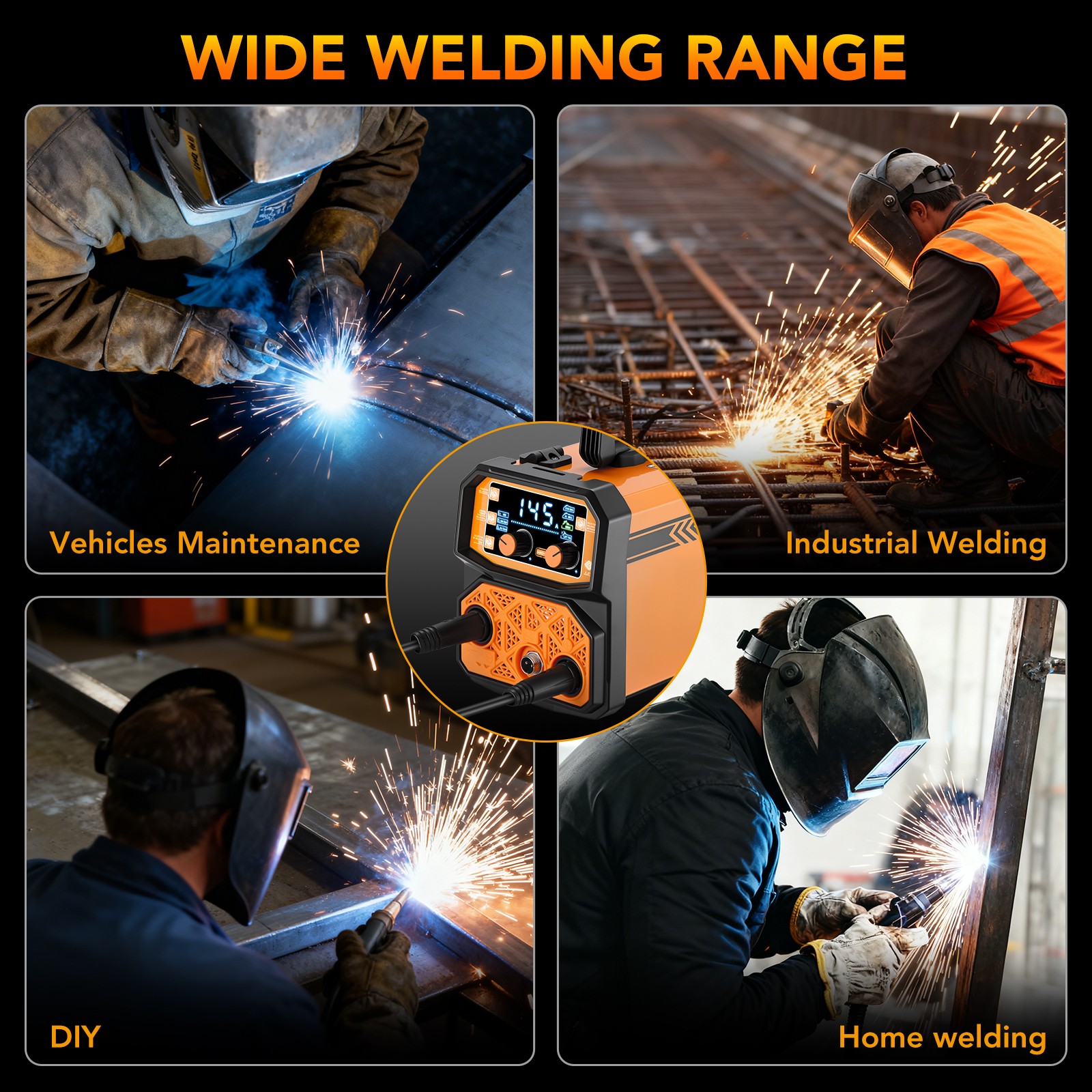110V Digital MIG Welder 3 Functions Gasless Flux Core Stick Lift TIG Welding